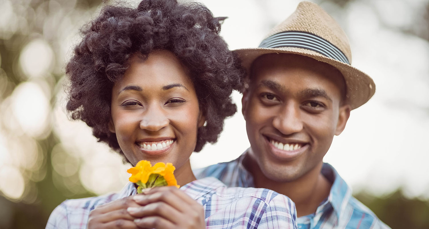 African American couple smiling photo
