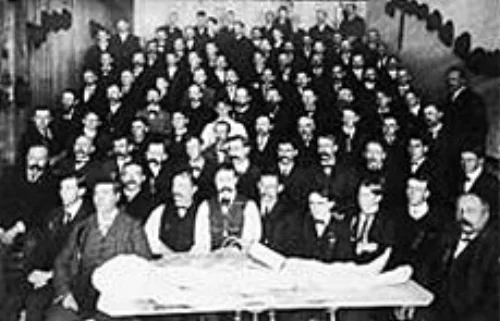 This file photo shows students in the Program of Mortuary Science at the University of Minnesota Medical School. The program is celebrating its 110th anniversary in 2018. (Courtesy Regents of the University of Minnesota)