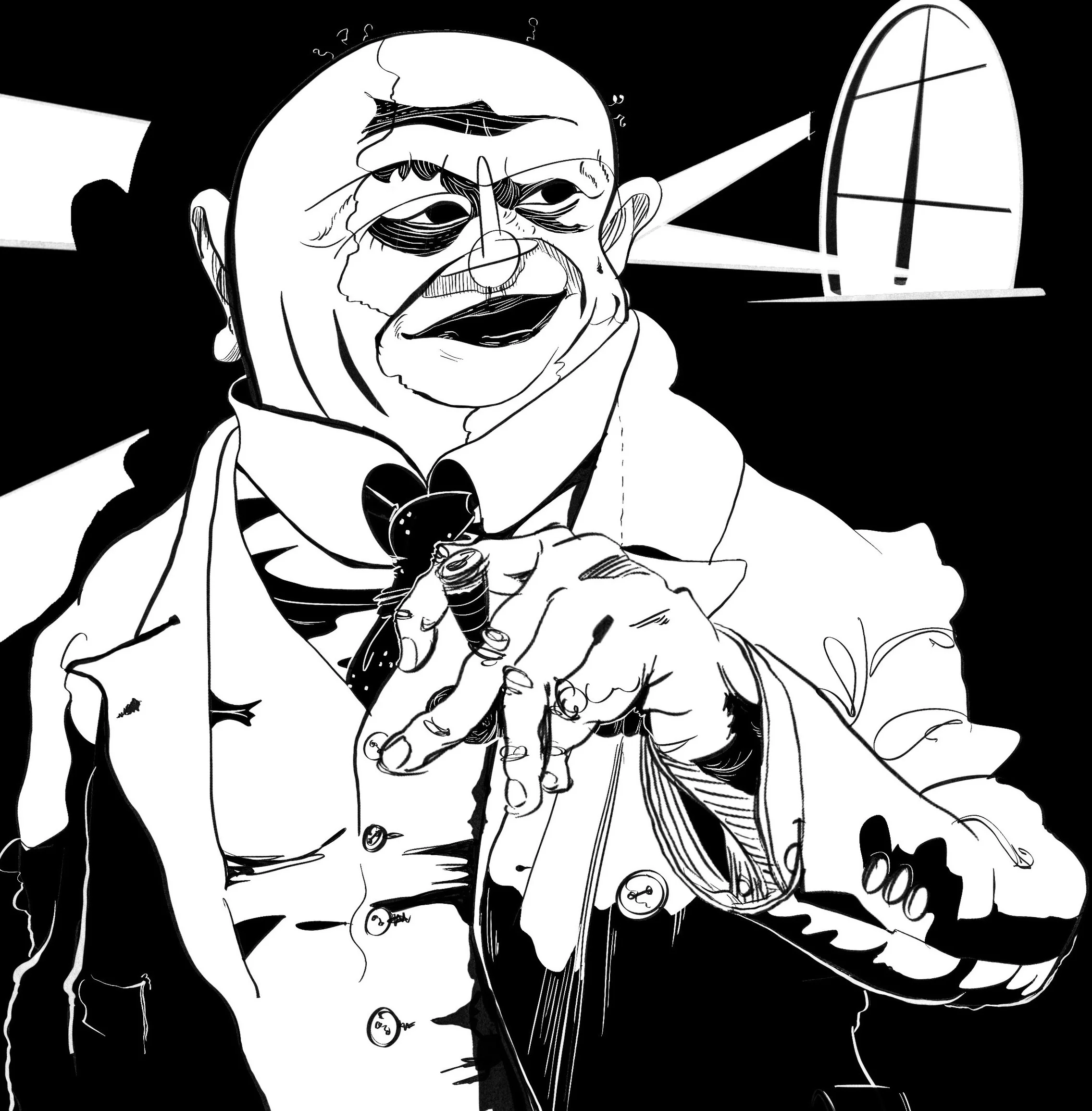 Portrait of Jean Sibelius, sketch by Jeremy Lewis, www.jeremylewis.com