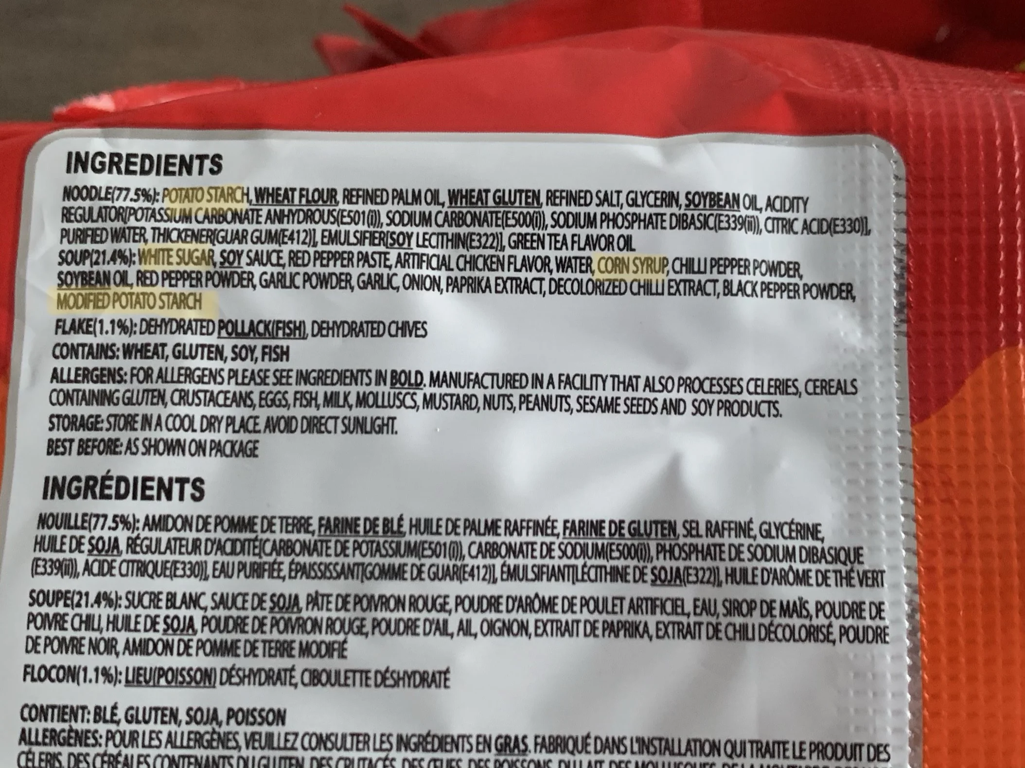 My favourite junk food high in carbohydrates and refined sugars is: Instant Ramen