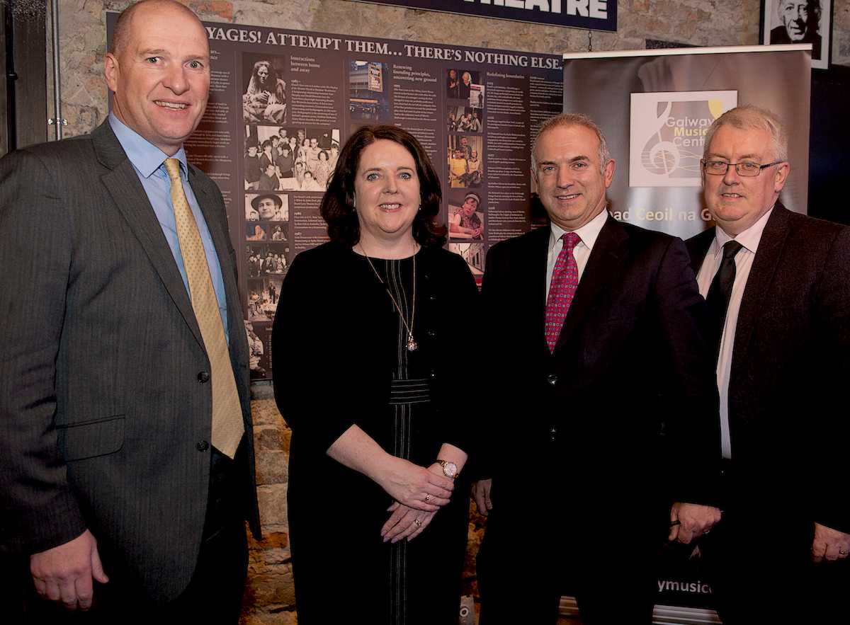 Pictured at the official launch of the Galway Music Centre, were: David Leahy (CEO, GRETB), Anna Cunningham (Director, GMC), Bernard Kirk (Director, GEC) and Professor Pól Ó Dochartaigh (Registrar / Deputy President, NUI Galway)
