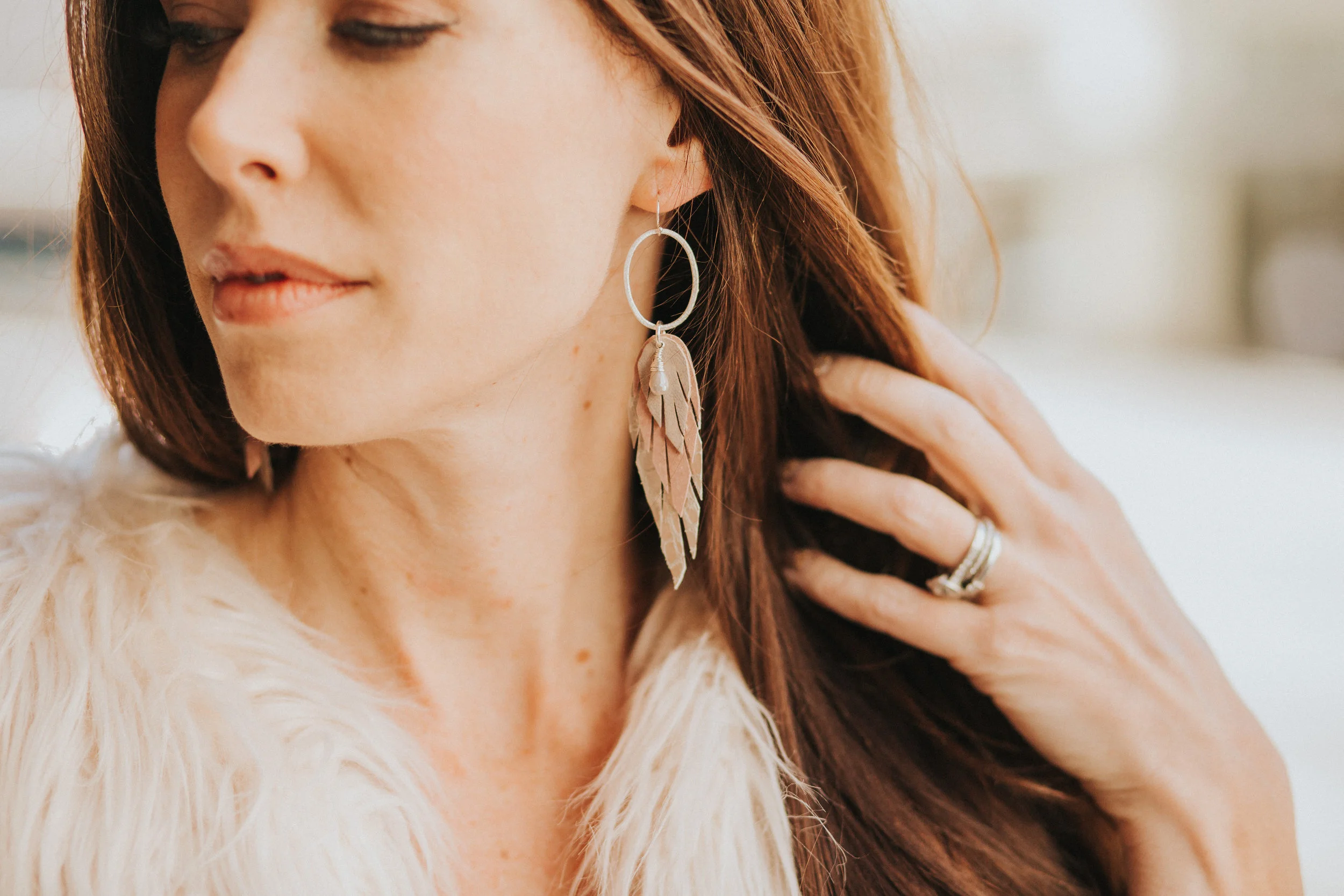 Leather Feather earrings from Bohemi Jewelry (www.bohemi.com)