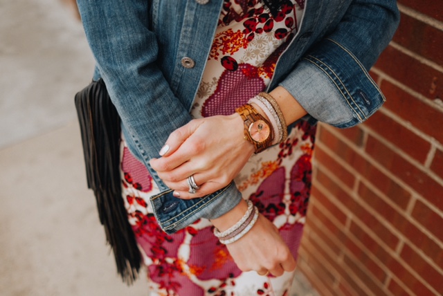 Jord watch (https://www.woodwatches.com/#peachandpepper) and Lily & Laura bracelets (https://www.lilyandlaurabracelets.com/)