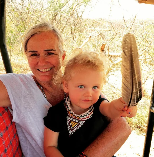Anne on safari with her granddaughter Isabella