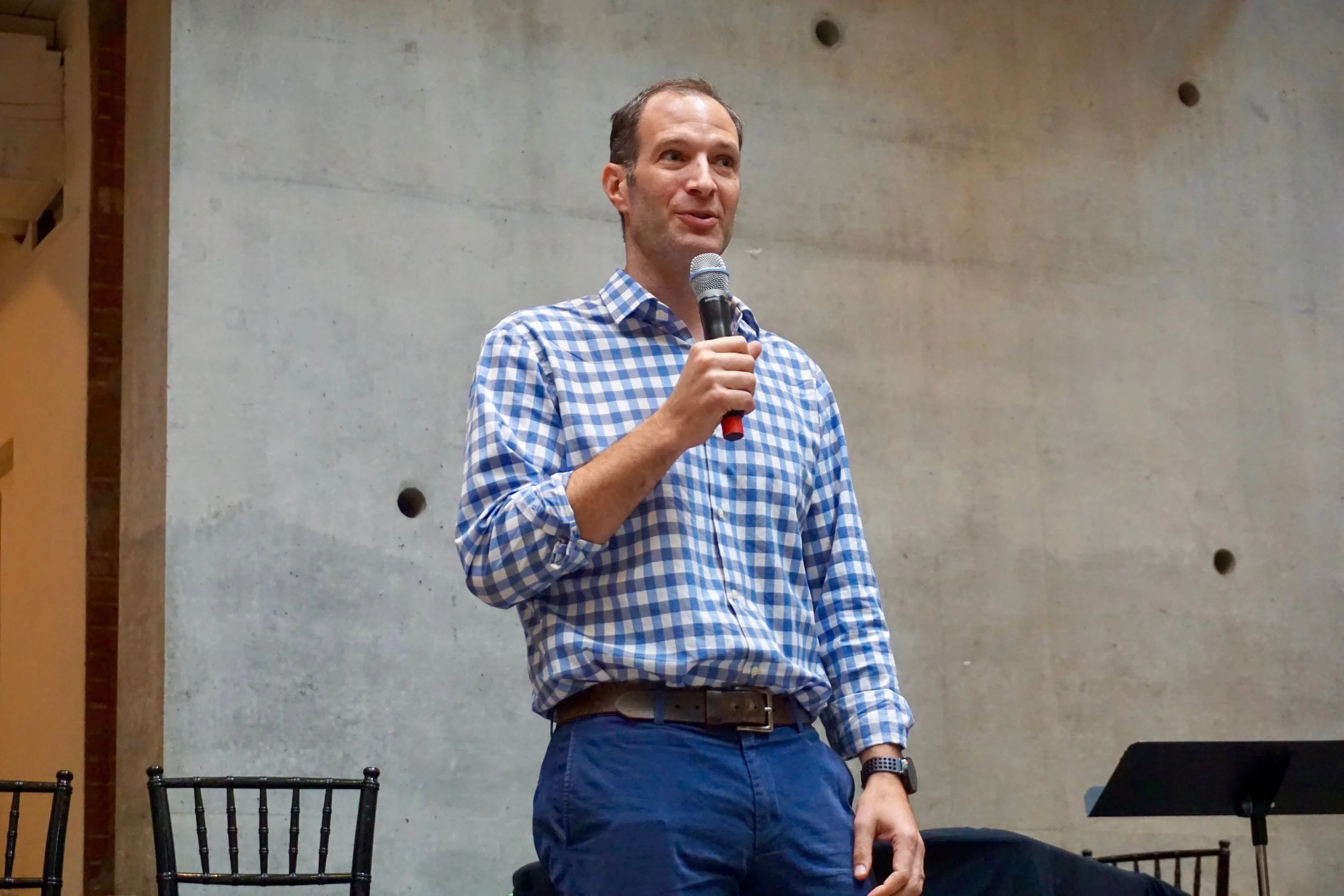 A speaker presents