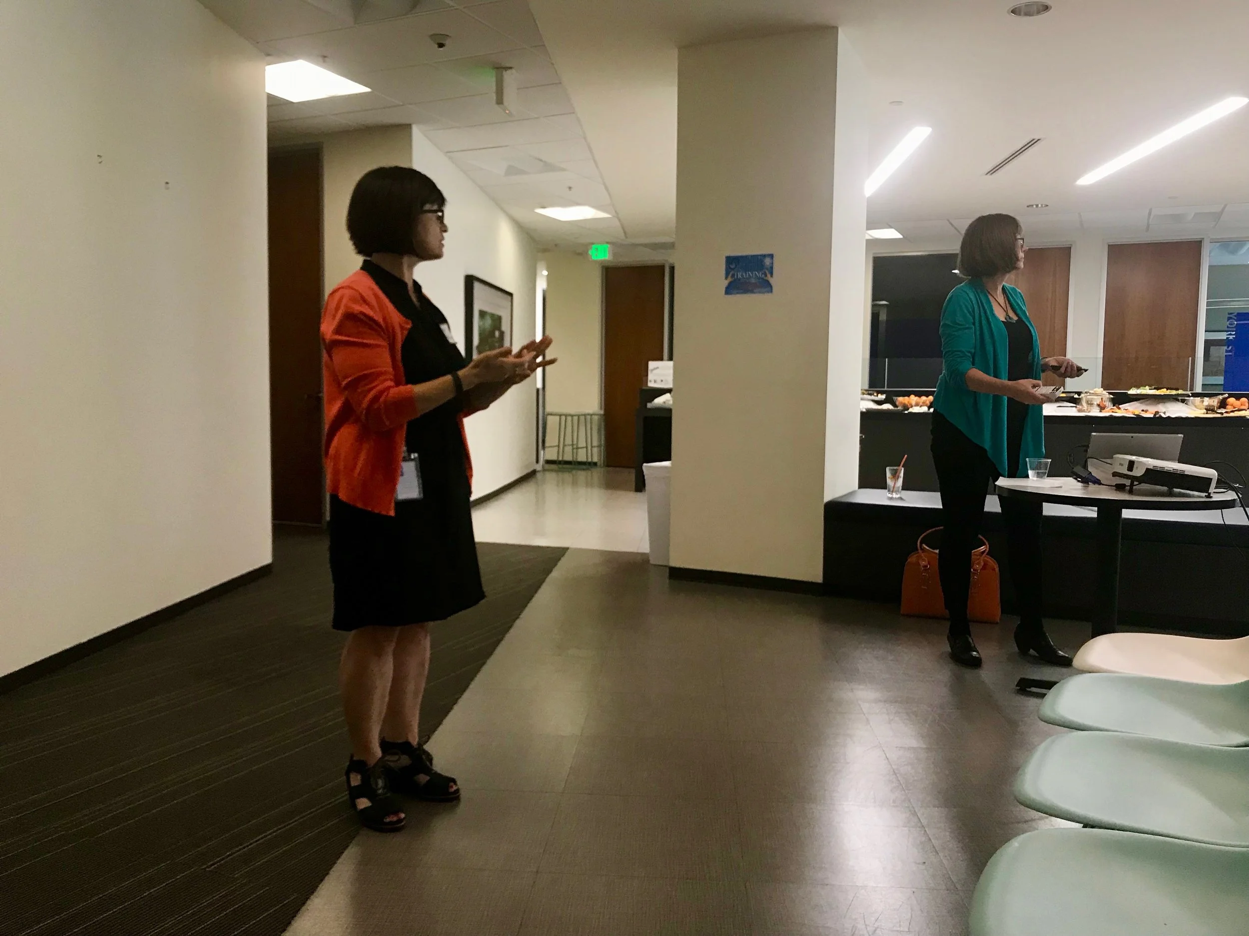 PDXWIT Job Search Skills: Getting the Edge on the Competition @ Corvel, 8/23/18, A speaker presents