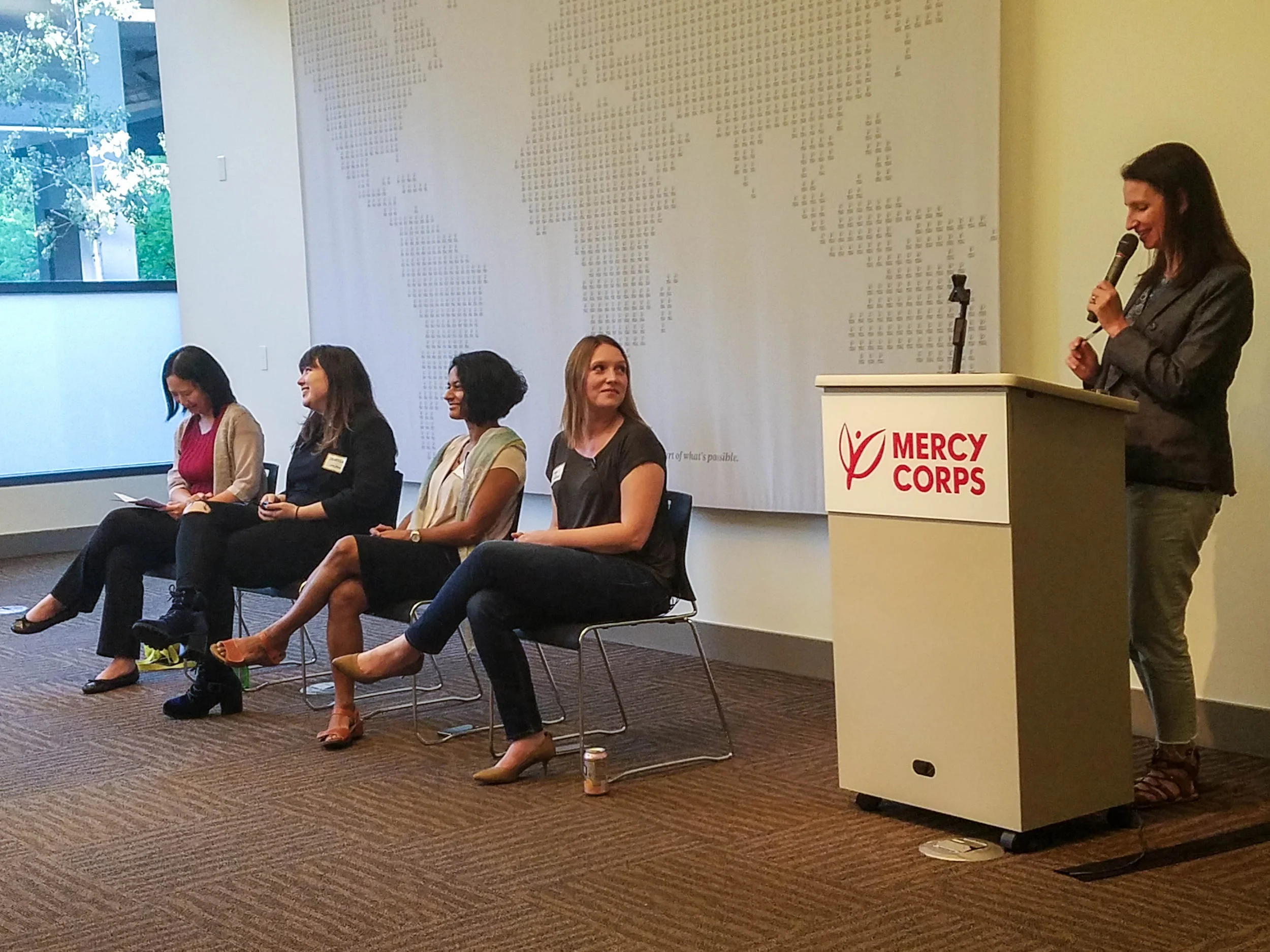 PDXWIT How to Transition into Product @ Mercy Corps, 9/26/18, Panel speakers Amy King, Janessa Olson, Deepa Seshan, and Amy Kirkland