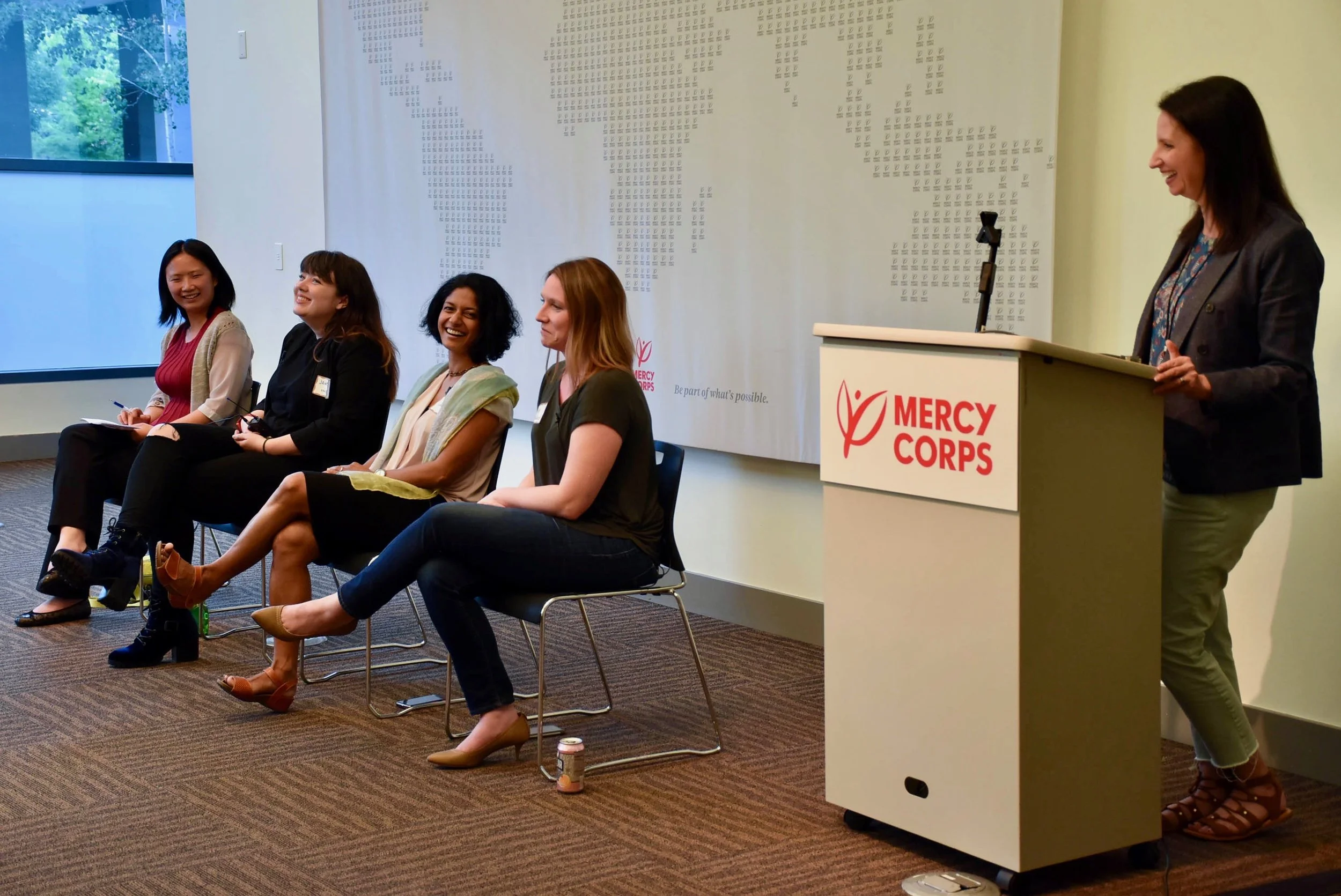 PDXWIT How to Transition into Product @ Mercy Corps, 9/26/18, Panel speakers Amy King, Janessa Olson, Deepa Seshan, and Amy Kirkland