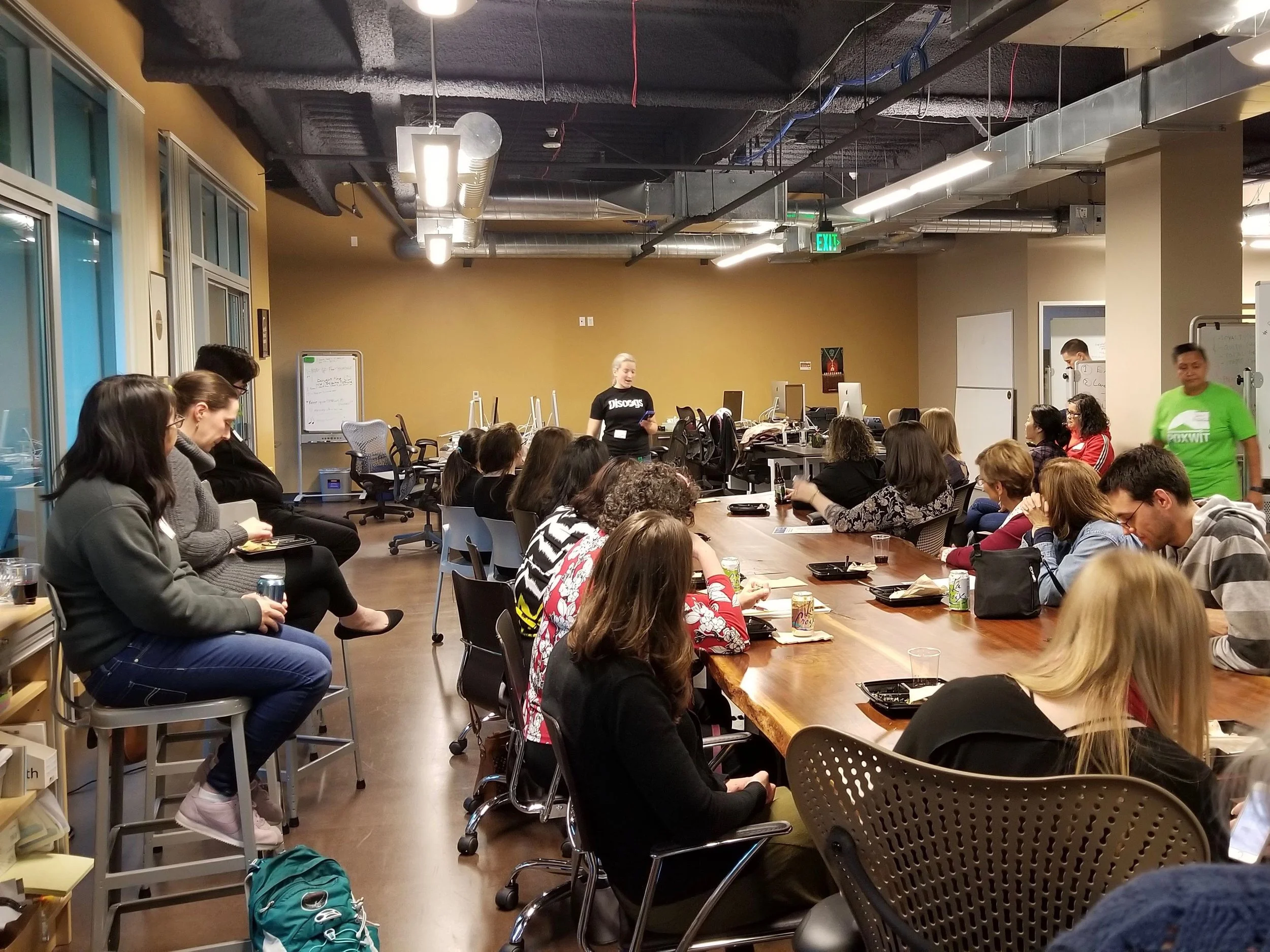 PDXWIT West Side Mixer @ Discogs, 10/16/18, A speaker presents