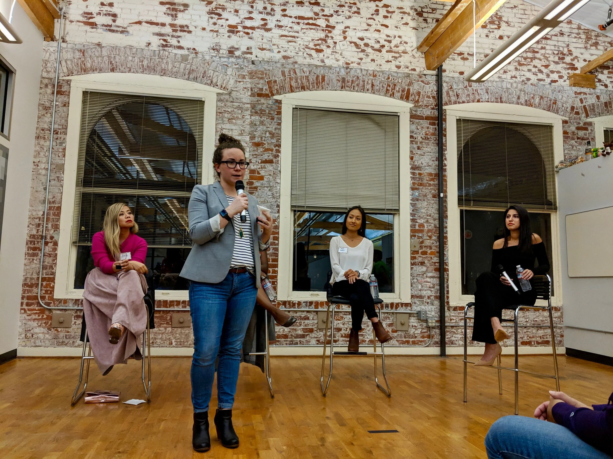 PDXWIT Setbacks to Comebacks in the Creative Industry @ eROI, 11/8/18, A speaker opens the presentations
