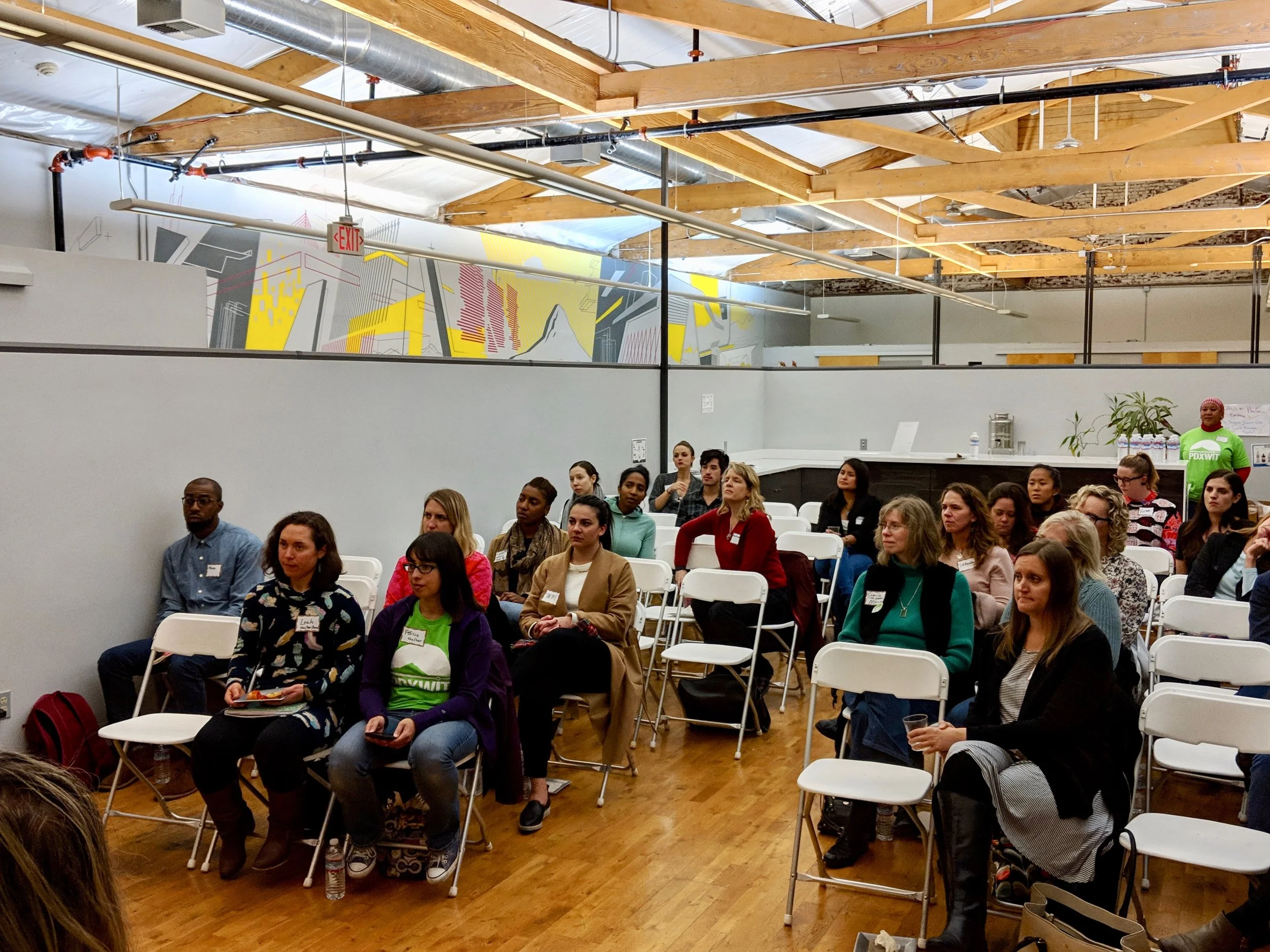 PDXWIT Setbacks to Comebacks in the Creative Industry @ eROI, 11/8/18, Attendees listen to the presentation