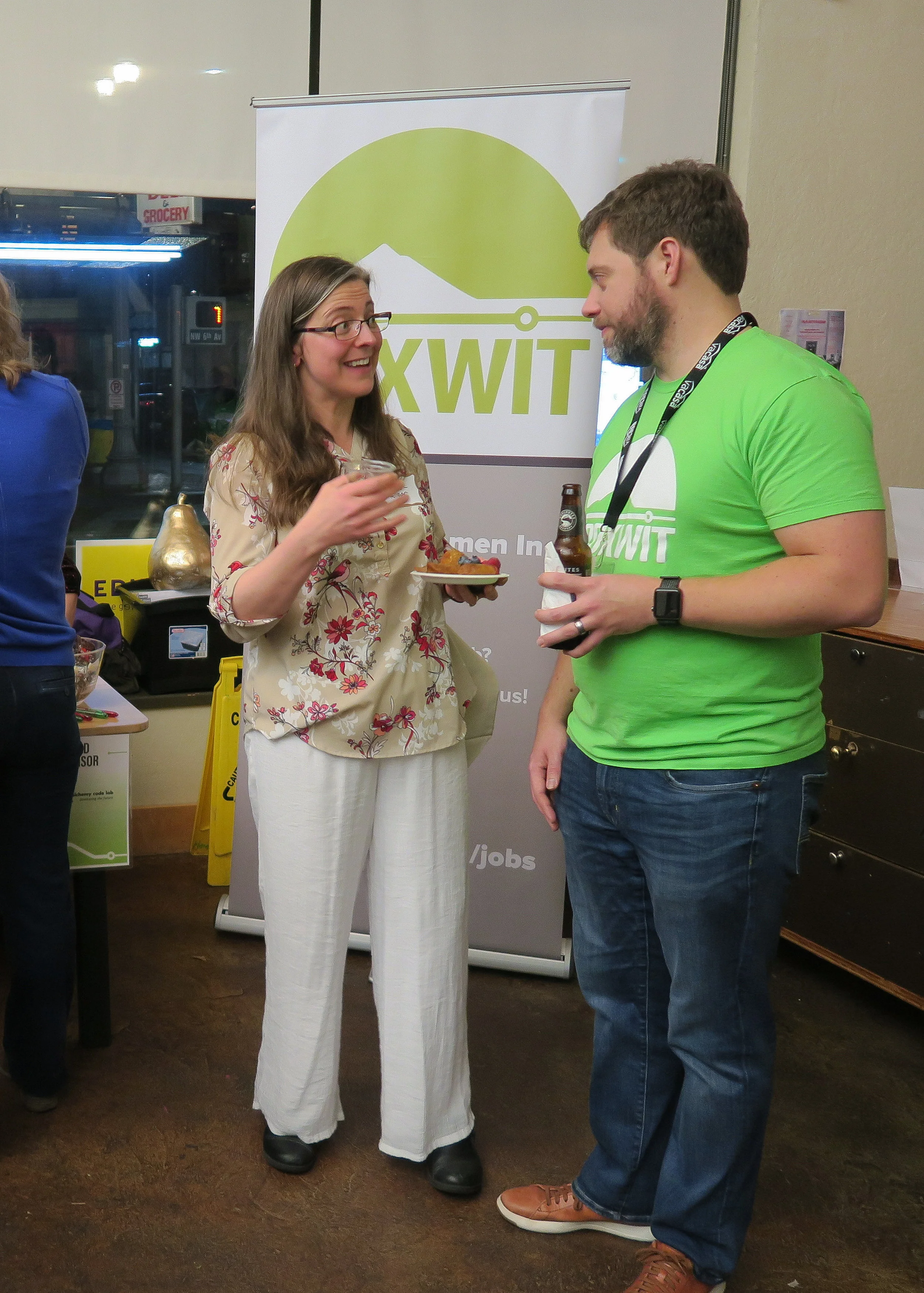 PDXWIT Women + Tech Holiday Party @ p:ear, 12/14/18, Attendees mingle