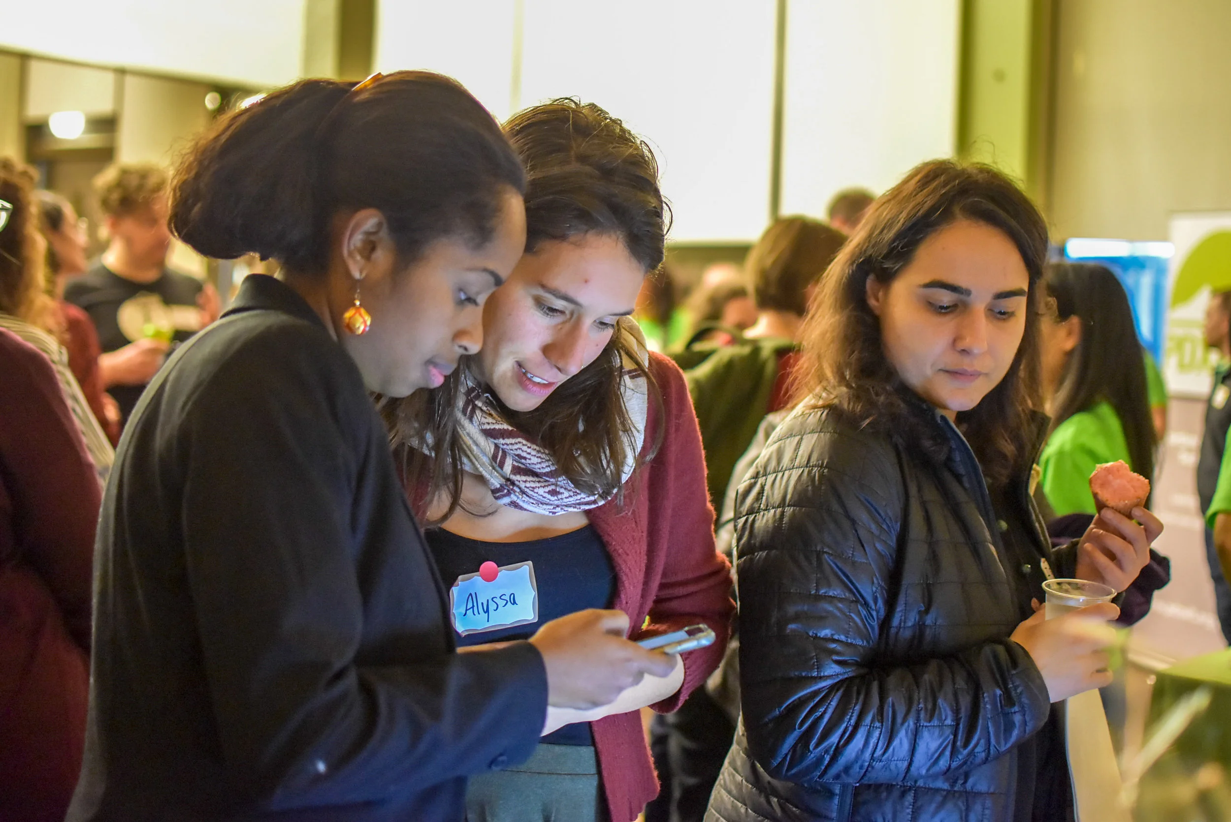 PDXWIT Women + Tech Holiday Party @ p:ear, 12/14/18, Attendees mingle