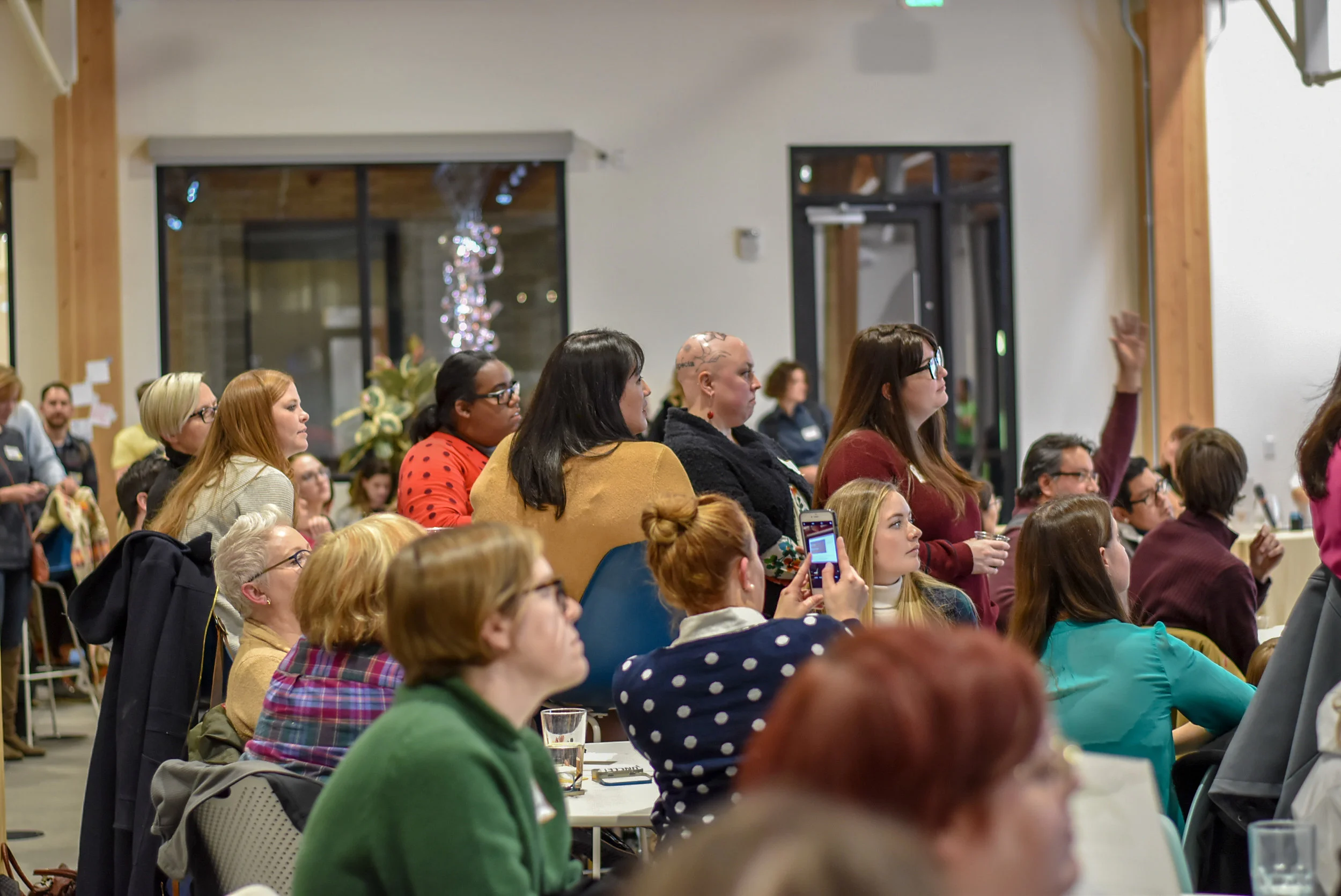 PDXWIT January Happy Hour @ Simple, 1/15/19, Attendees listen to the presentation
