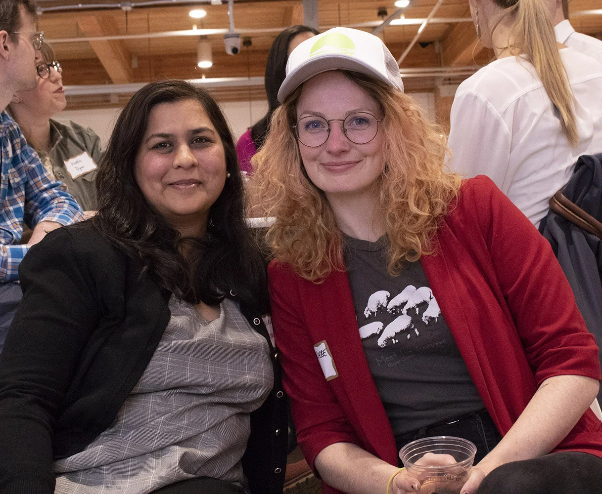 PDXWIT January Happy Hour @ Simple, 1/15/19, Speakers Suruchi Khamesra and Sian Riebe pose for a photo