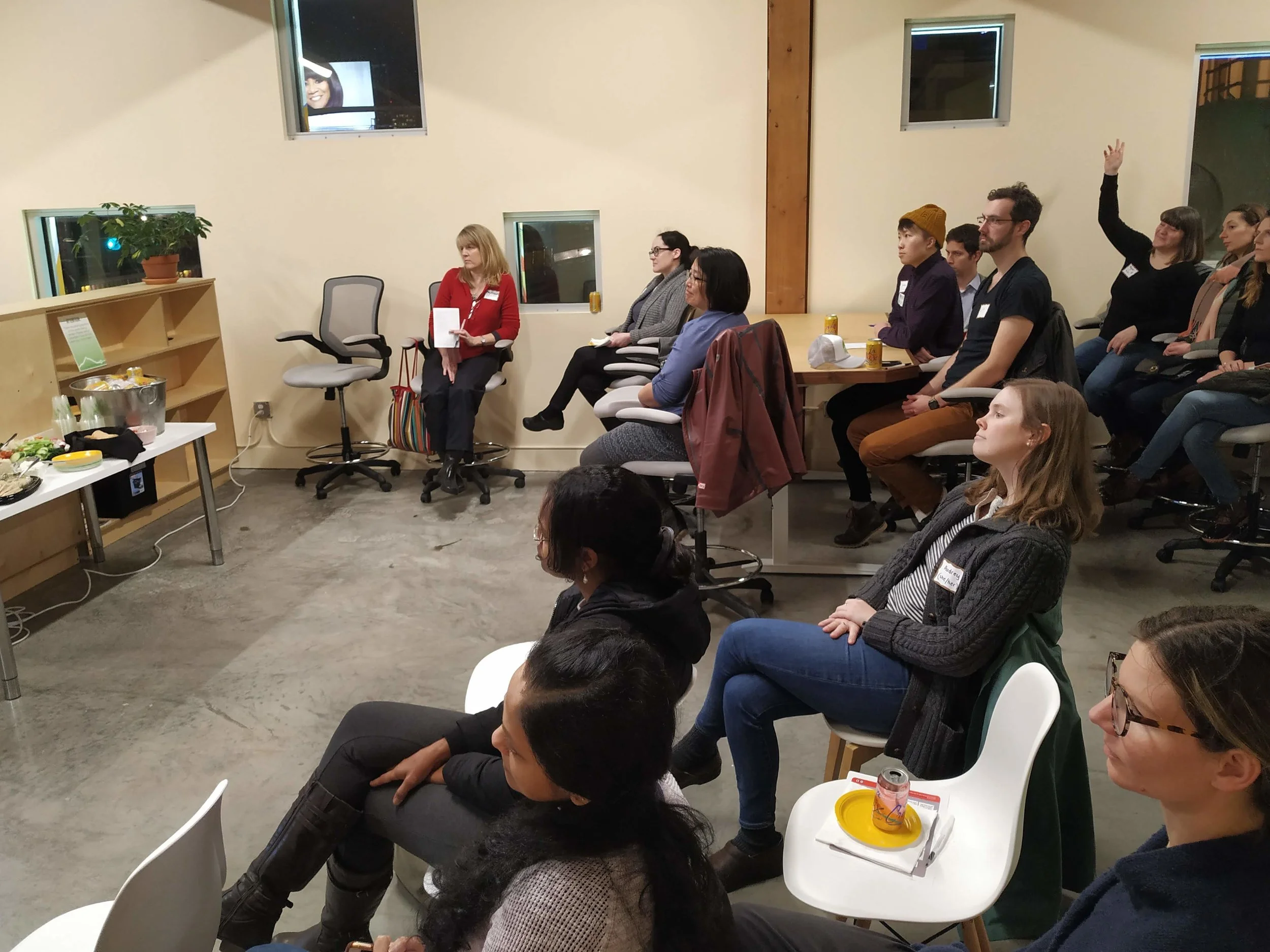 PDXWIT Volunteer Info Night @ TENPod, 2/11/19, Attendees listen to the presentation