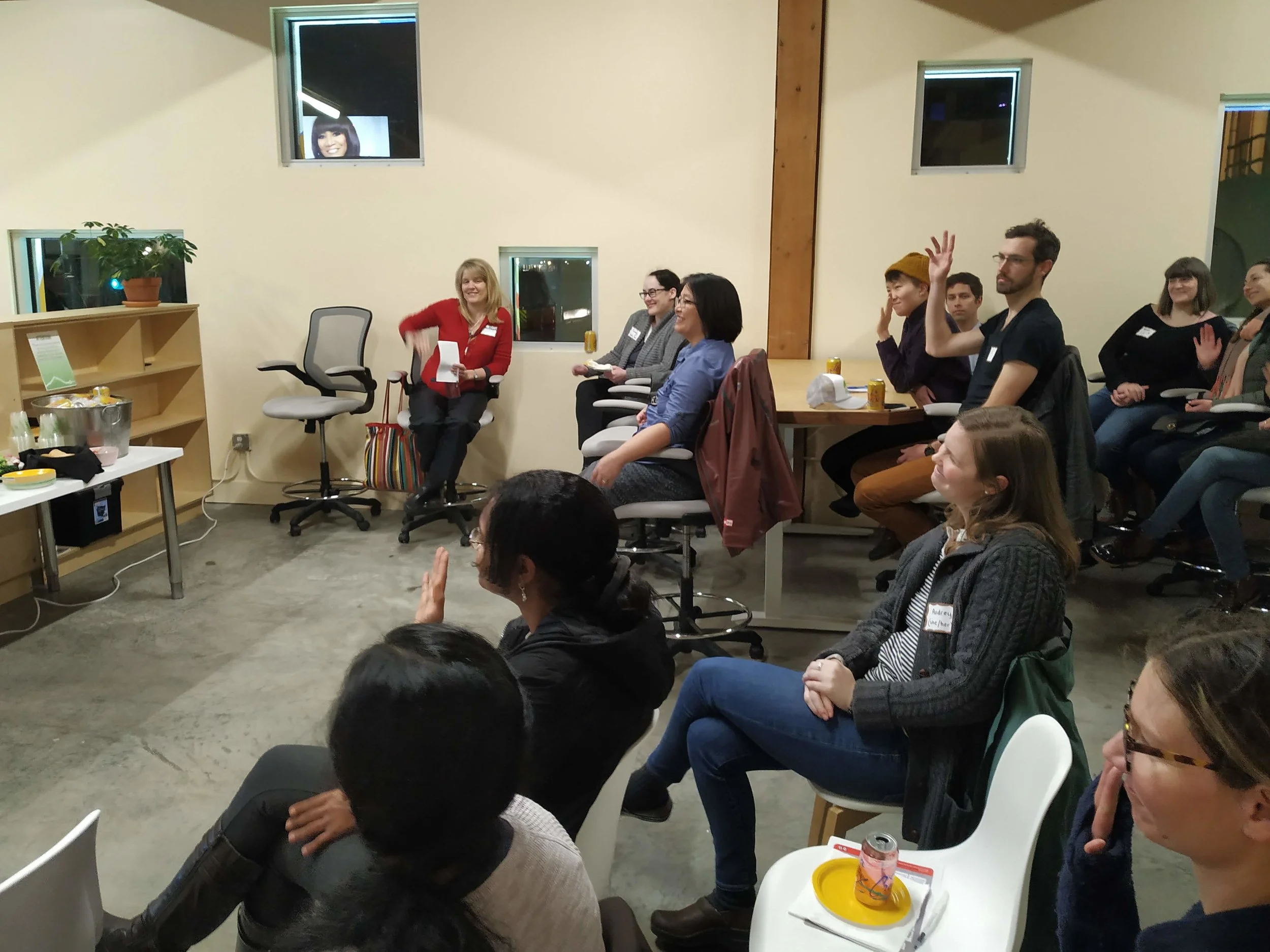 PDXWIT Volunteer Info Night @ TENPod, 2/11/19, Attendees listen to the presentation