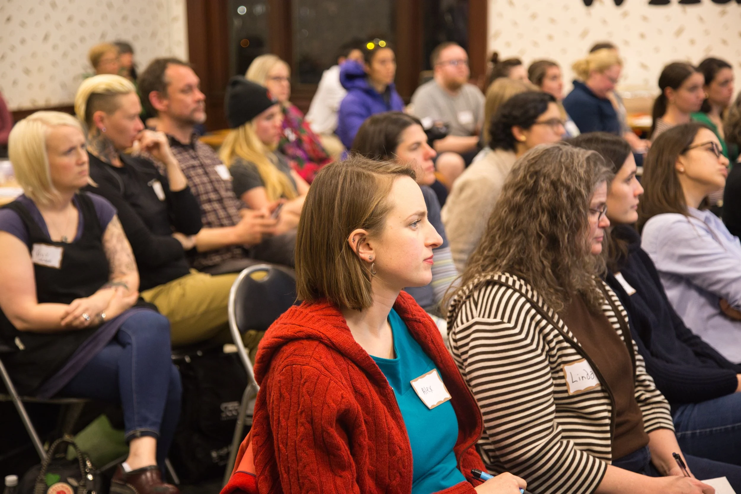 PDXWIT Job Application Secrets @ WeWork Custom House, 2/21/19, Attendees listen to the presentation