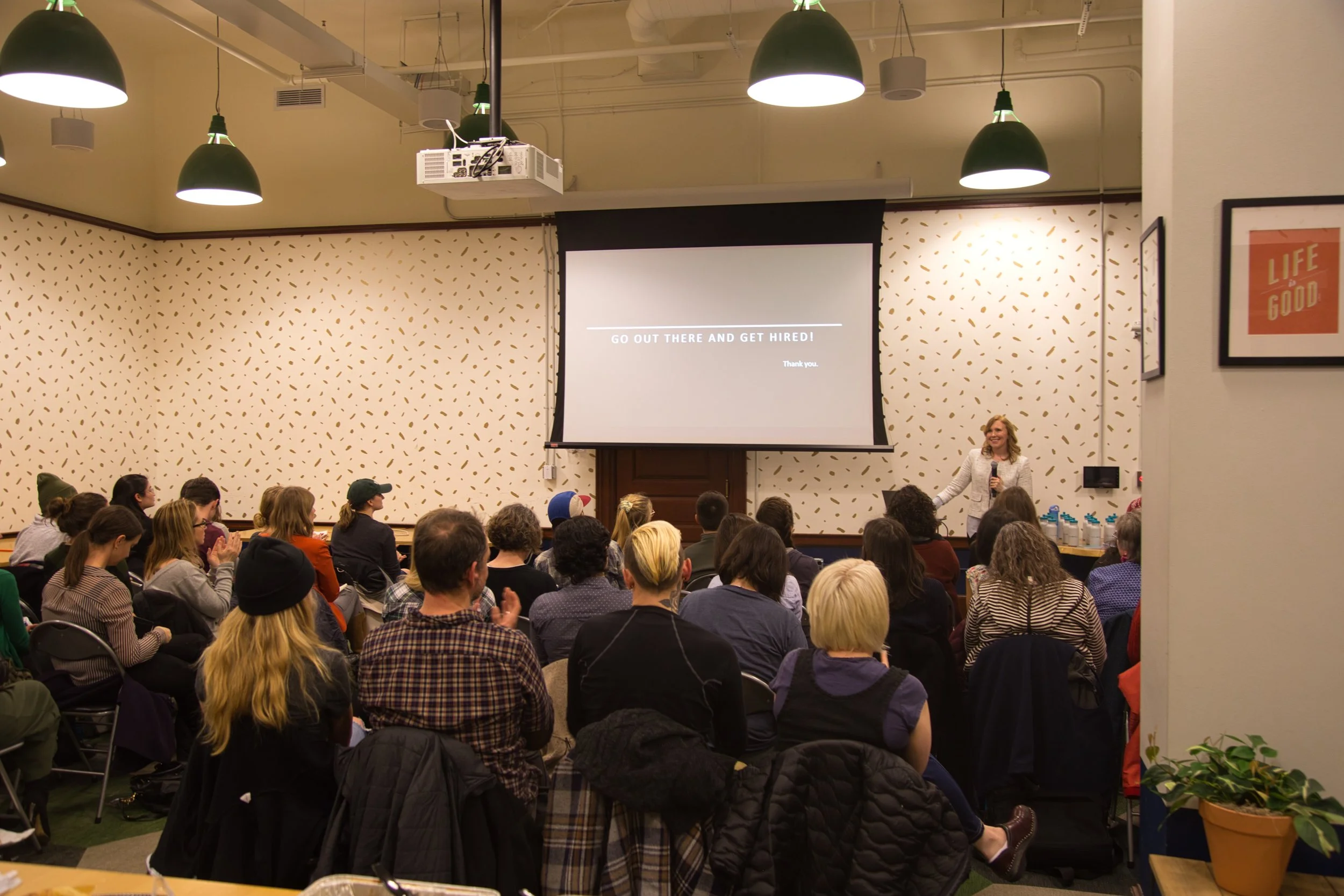 PDXWIT Job Application Secrets @ WeWork Custom House, 2/21/19, Attendees listen to the presentation