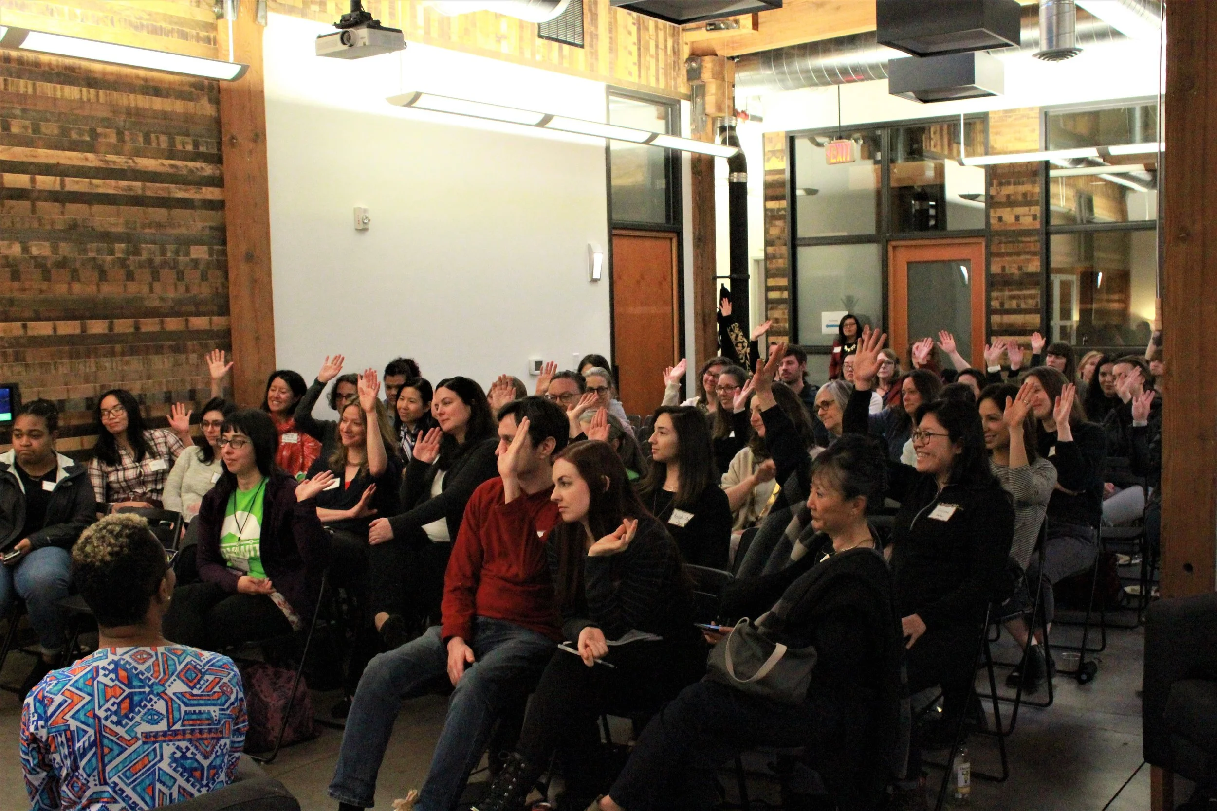 PDXWIT Creative Women in Tech @ R2C, 3/27/19, An attendees asks a question during Q&A