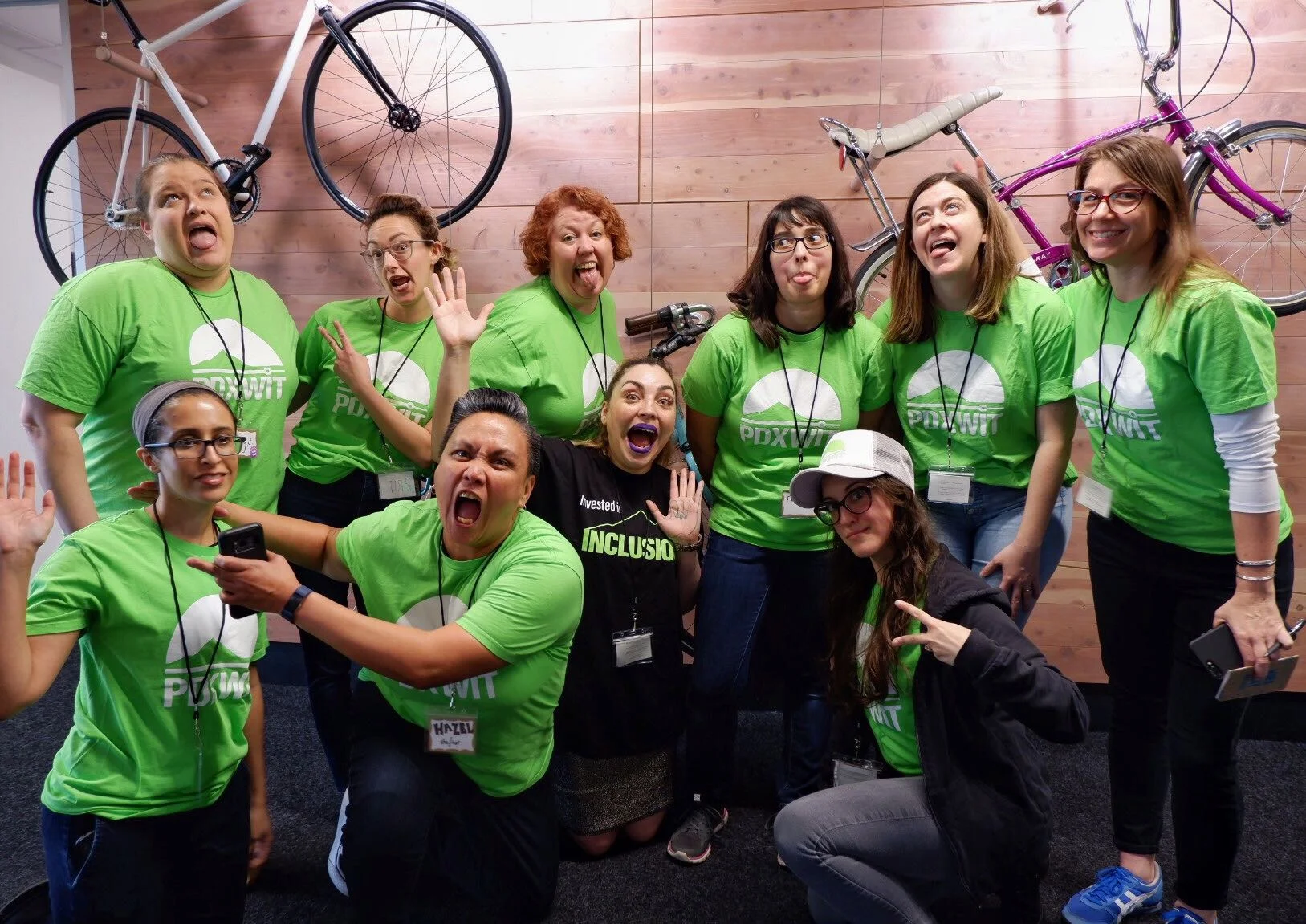 PDXWIT How to Navigate The Tech Field @ New Relic, 4/23/19 - Our volunteers pose for a photo