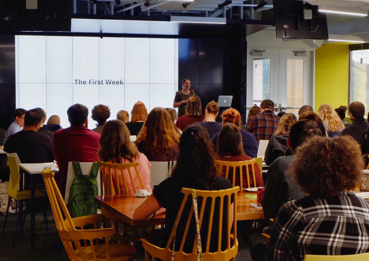 PDXWIT How to Navigate The Tech Field @ New Relic, 4/23/19, Attendees listen to the presentation