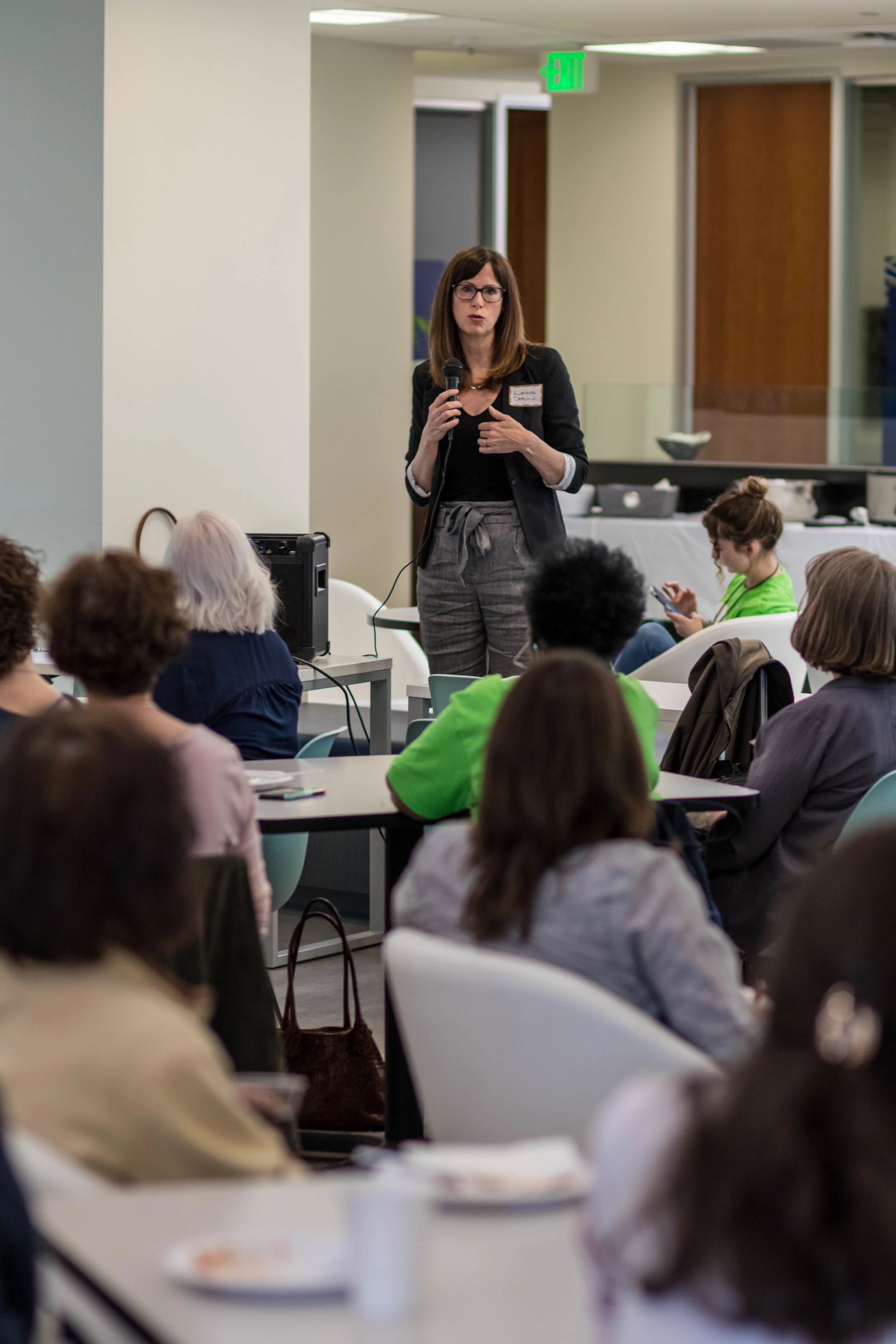 PDXWIT Experienced Women in Tech @ Corvel, 4/30/19 - Laura Dominic, Senior Consultant at Tsongas Litigation Consulting, speaks