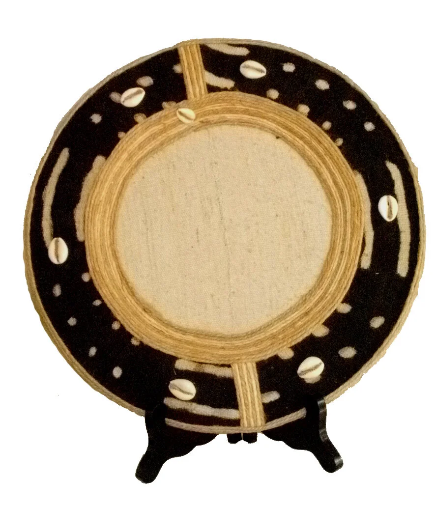 African Mud Cloth Decorative Plate in Black &amp; Tan