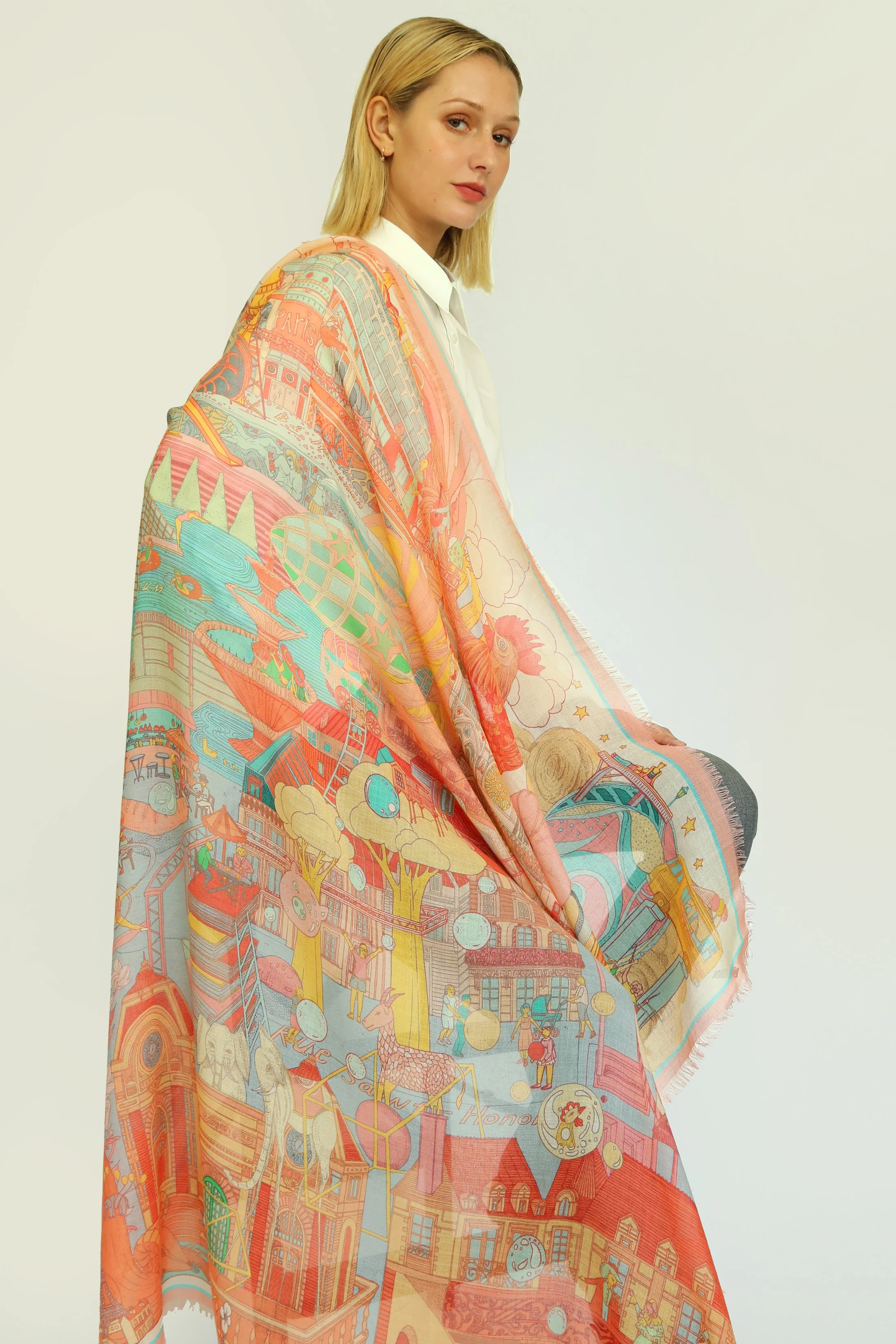 Paris Day Cashmere Silk Scarf