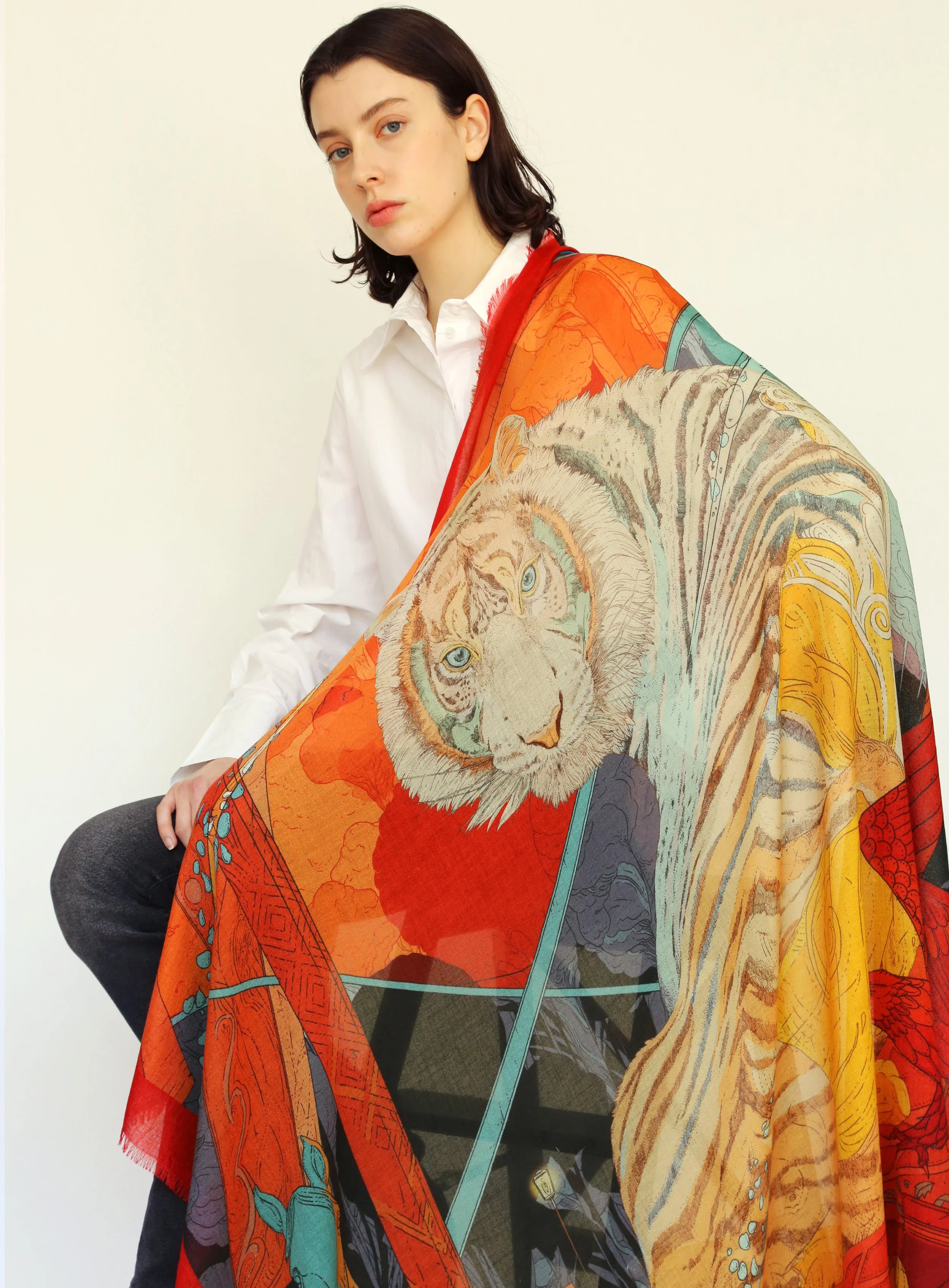 The Tiger Cashmere Silk Scarf