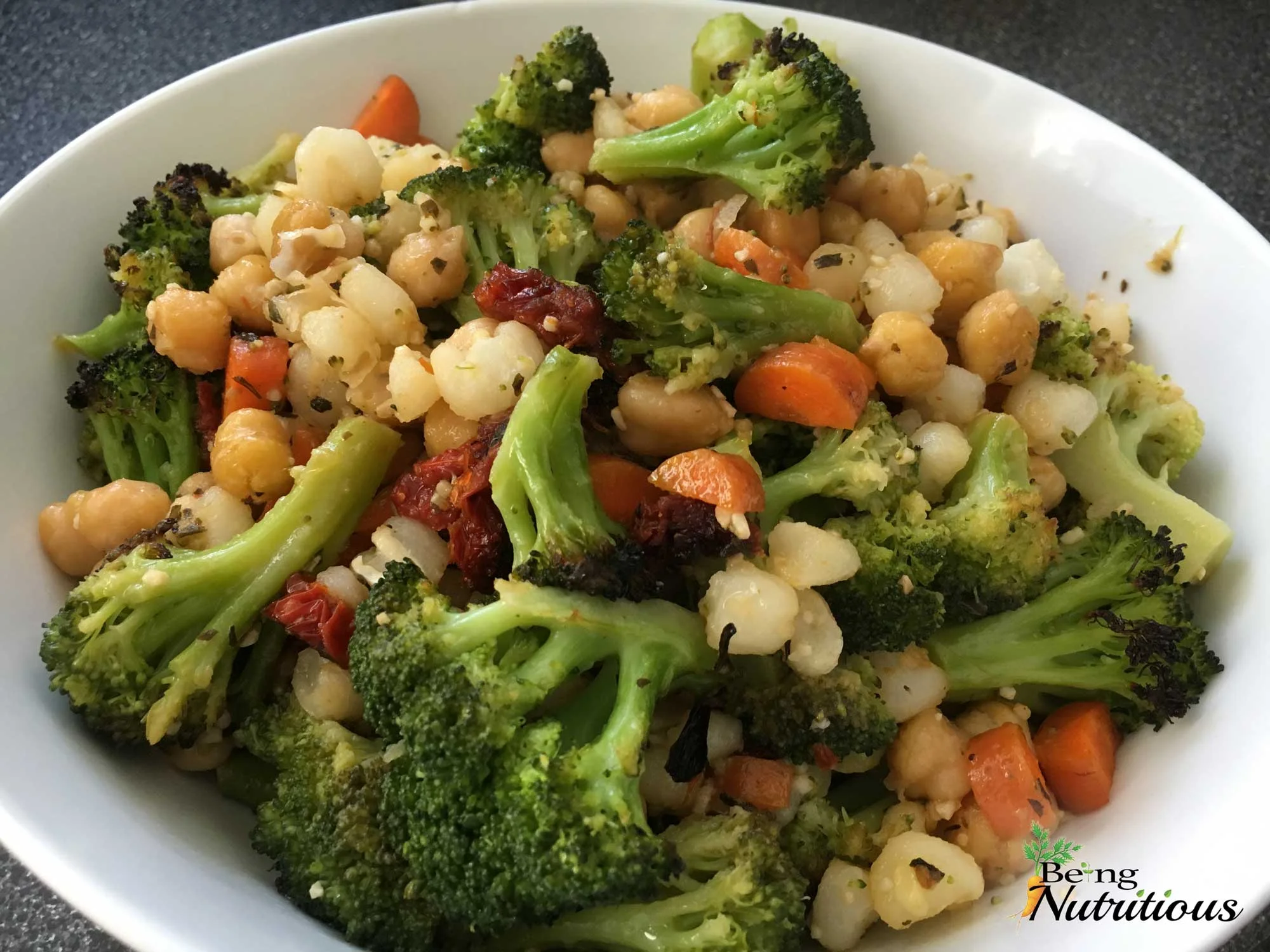 Mediterranean Chickpea and Broccoli Bake by Being Nutritious