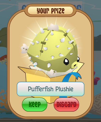 Your Prize, a Pufferfish Plushie!