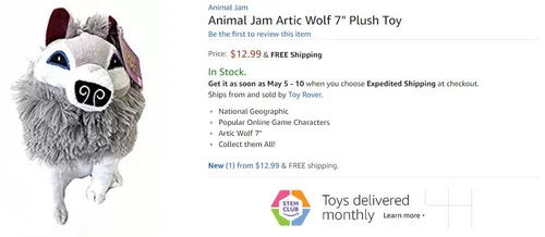 Animal jam arctic wolf plush outlet