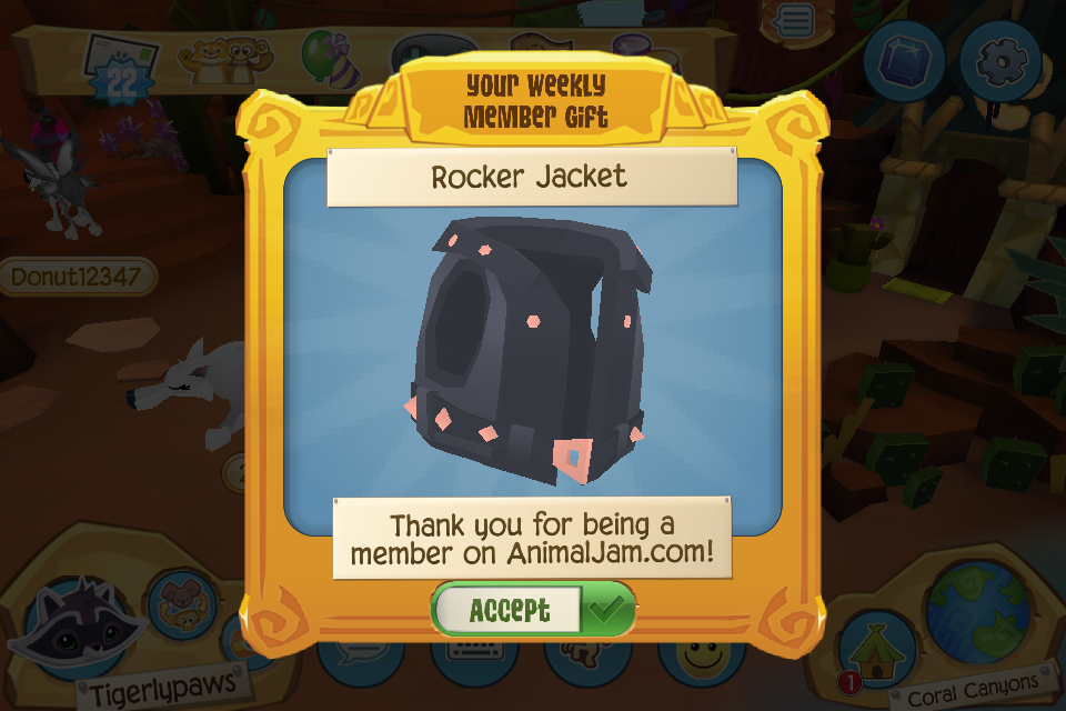 Weekly Play Wild Member Gift: Rocker Jacket — Animal Jam Archives