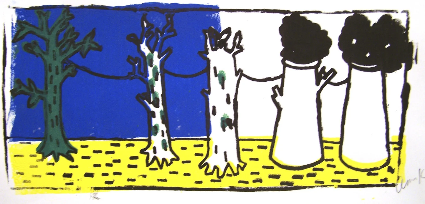 Keith Haring was a catalyst for students to explore silkscreening, flat graphic lines, layered color, symbols and shapes.