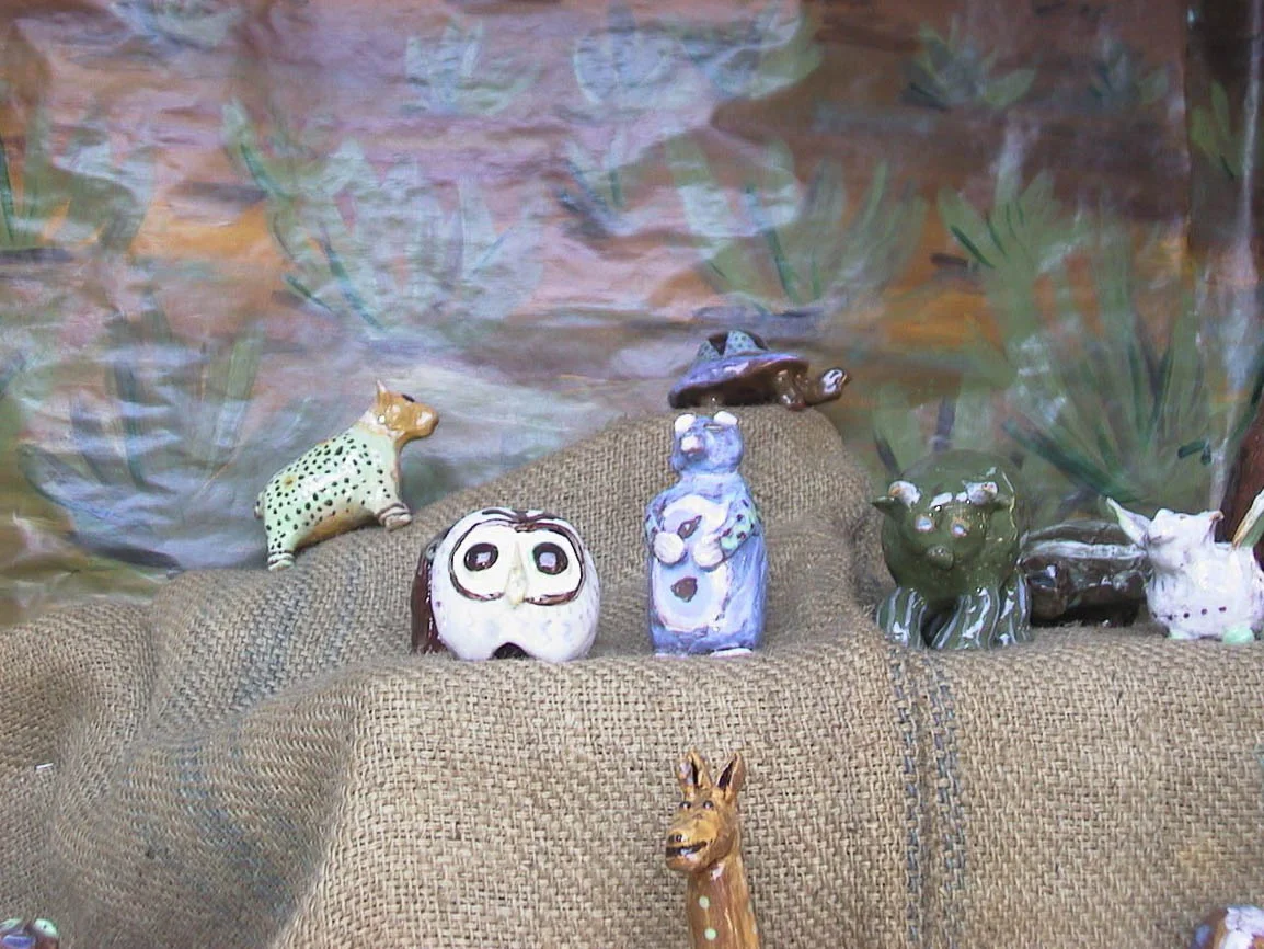 beginning with a basic pinch pot, students created small ceramic figures inspired by a study of Mexican Tonala animal figures.