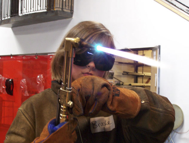 During an art intensive, students gained exposure to many materials, including an introduction to welding.