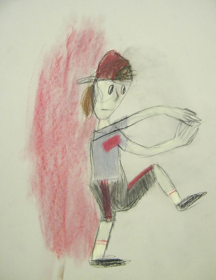 As their peers posed, students practiced getting an overall sense of the figure.