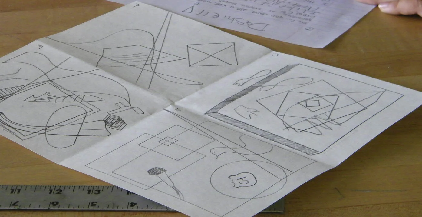 Students practice composition ideas with thumbnails which help them work through their ideas before the final painting.