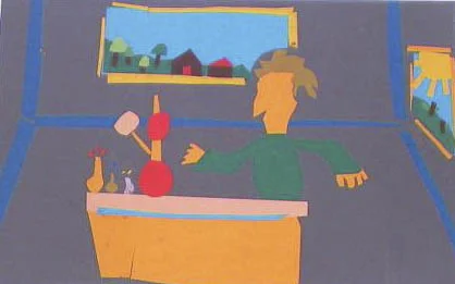 Students looked at the work of Jacob Lawrence and Romare Bearden during the Harlem Renaissance. They depicted scenes from their own lives out of collage.