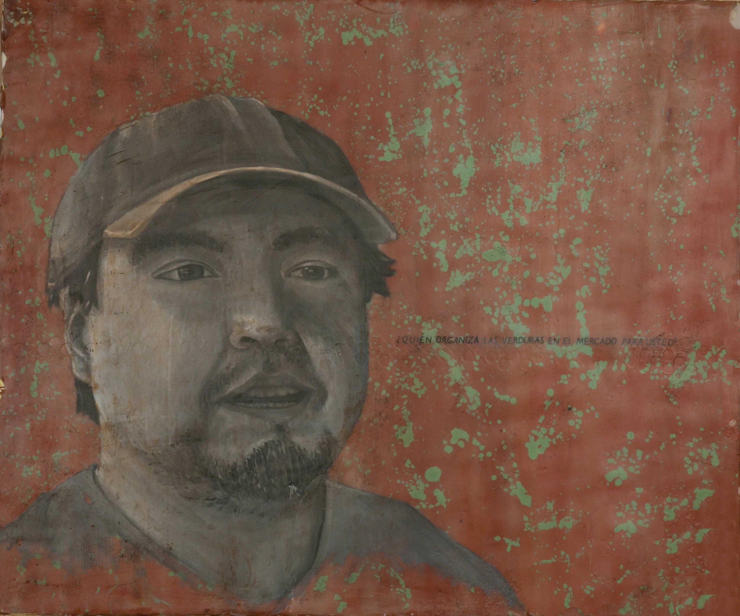 Beto encaustic on wood, 28" x 32" 2009