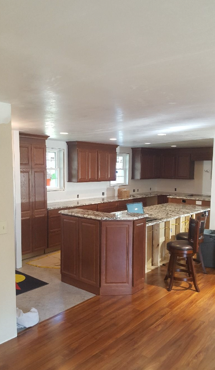 Open Kitchen after Wall Removed - Hudson, MA
