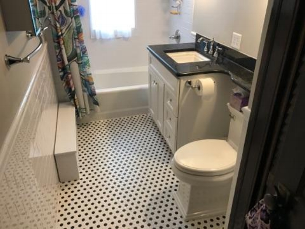 Worcester Ma Master Bathroom, Subway Tile Chair Rail Bathroom