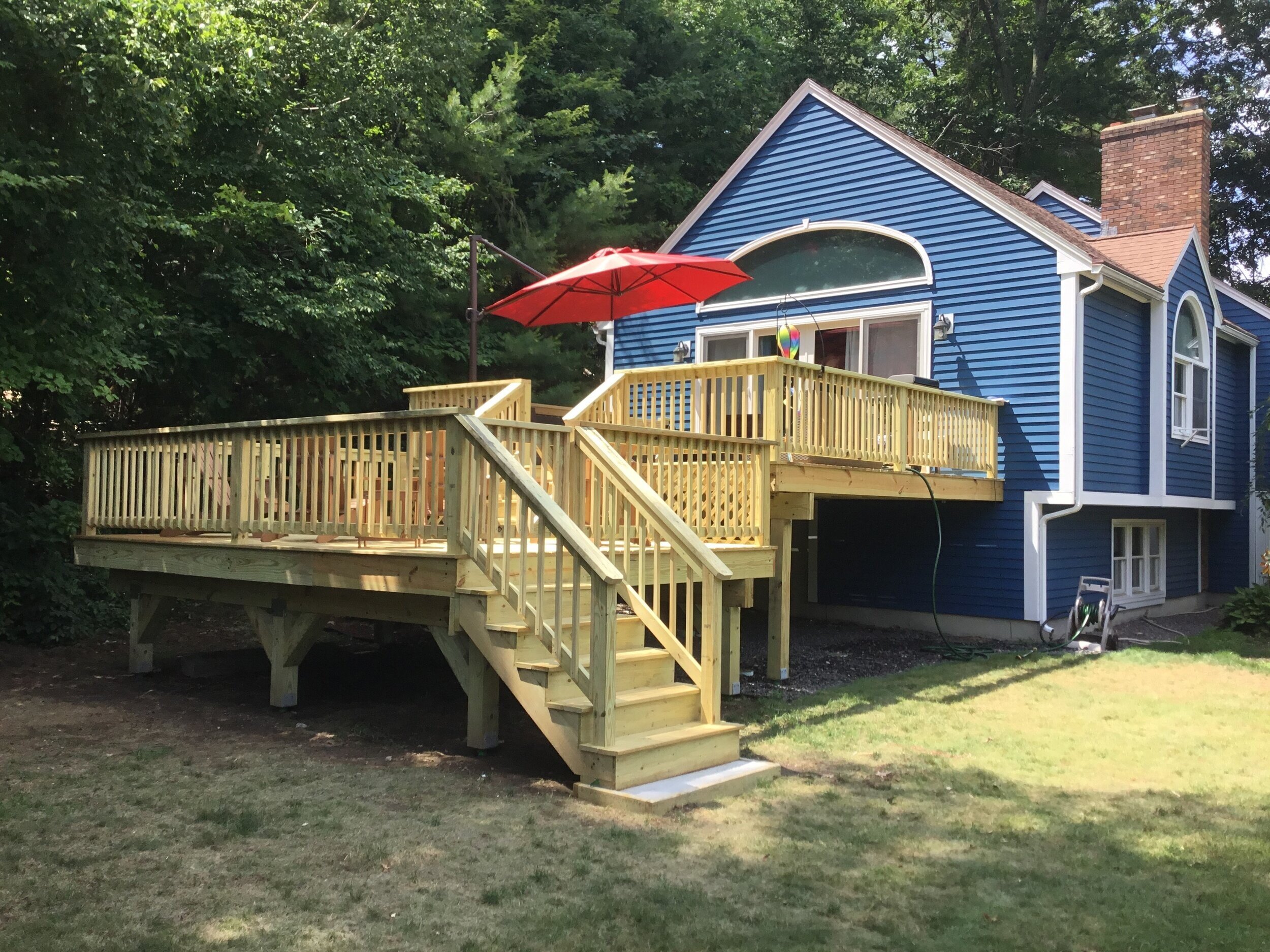 Two Tier Pressure Treated Deck Remodel - Holden MA