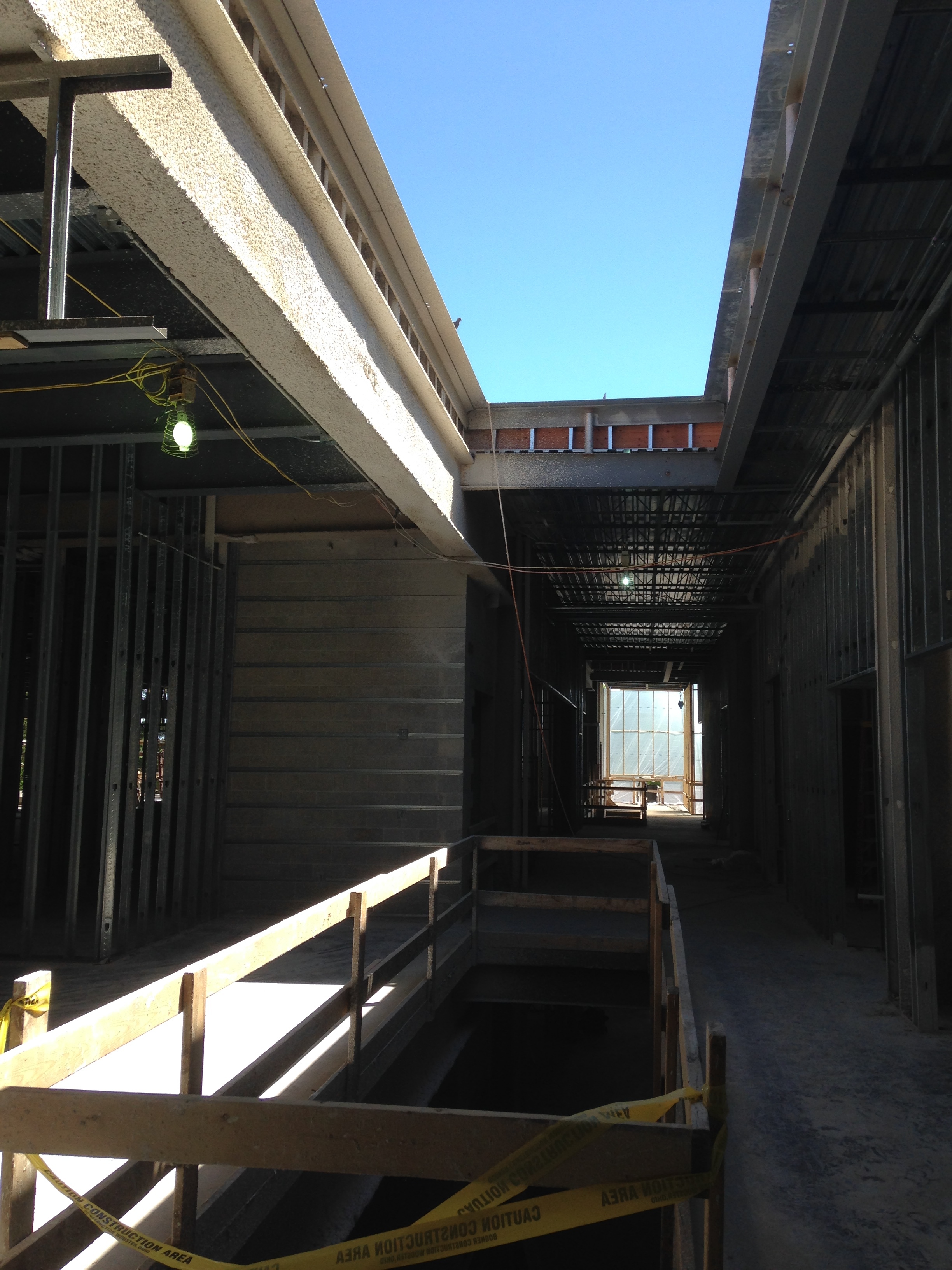 Here is the skylight immediately over the stairwell right outside the new lab. This will hopefully allow for a good amount of natural light into the lab space. This is looking south towards Pine Street and is at about a 90° angle from the previous picture above. 
