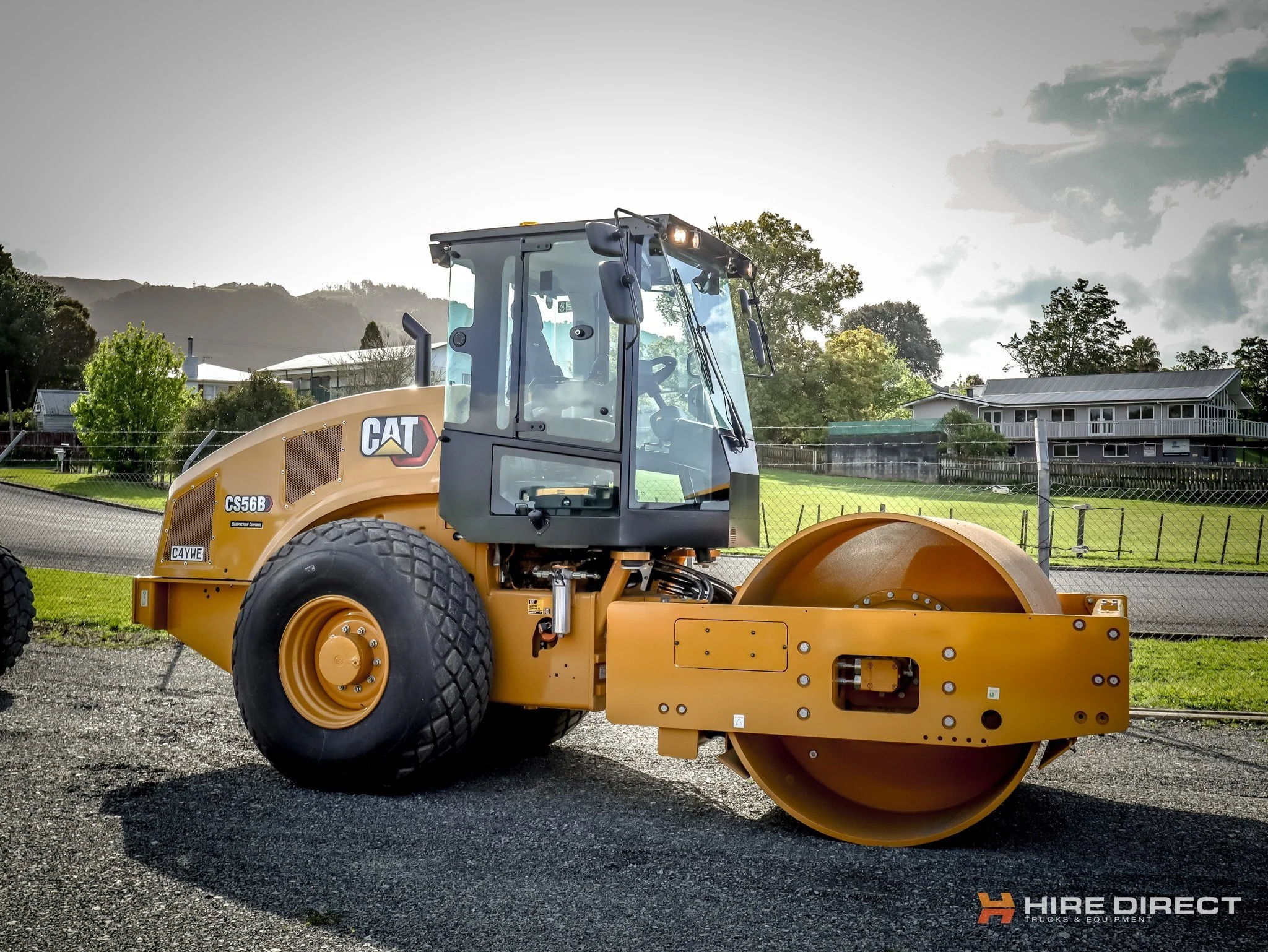 12T CAT CS56B Smooth Single Drum Roller for hire or rental
