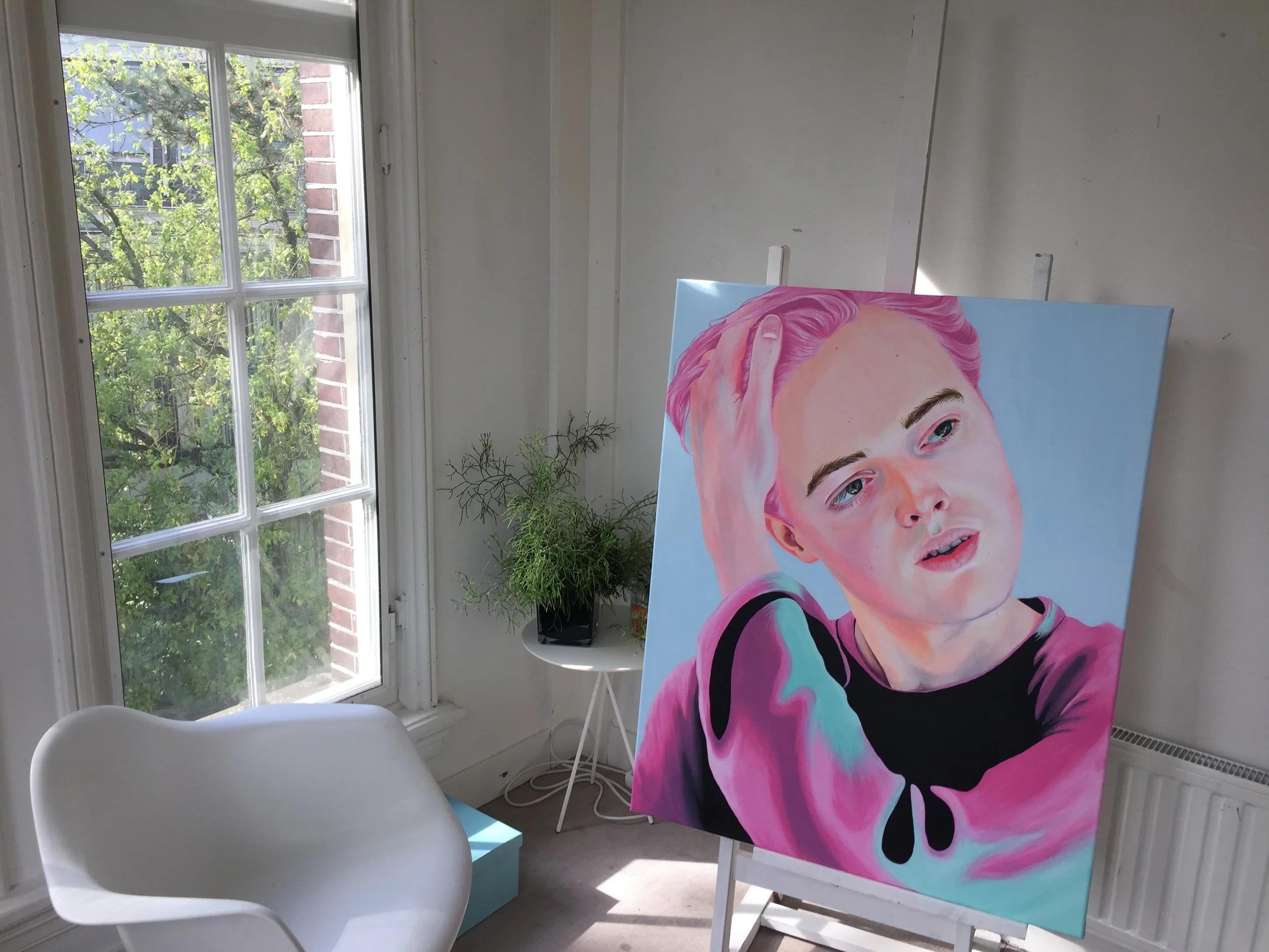 "Baby Blue I", finished piece that I brought as inspiration.