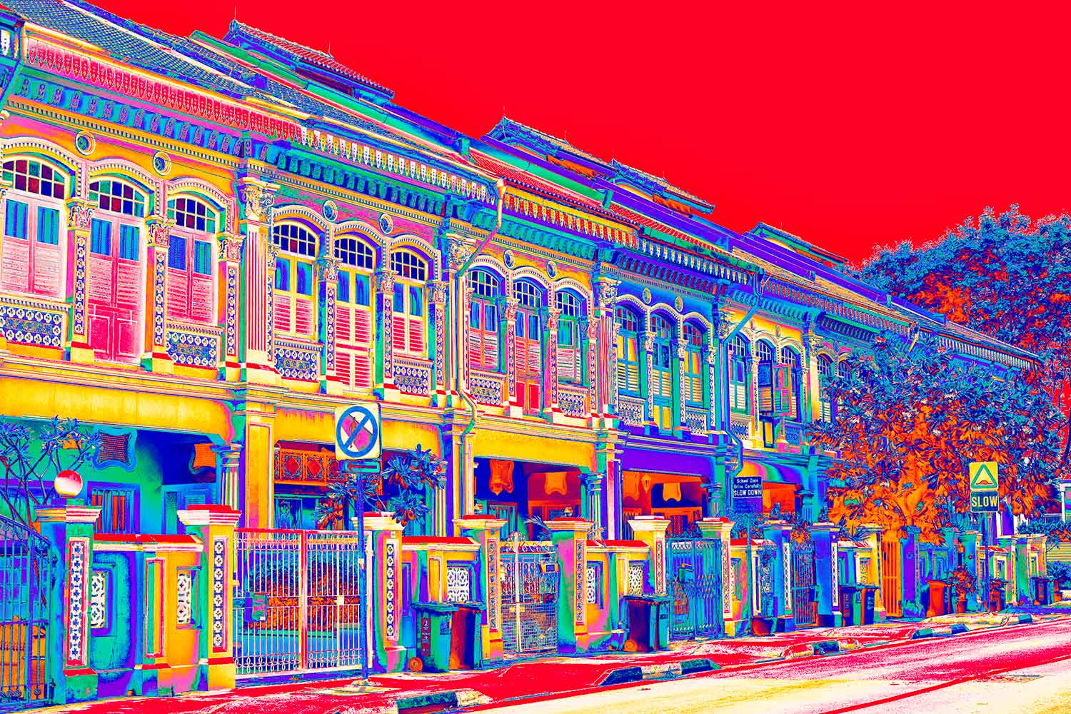 Vibrant Singapore Shophouses