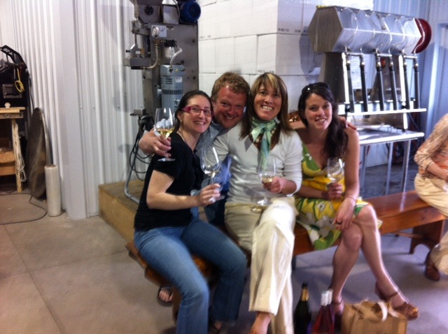 Tasting the Forge Cellars Riesling at Hector Wine Co. with past and present staff of Red Feet Wine Market