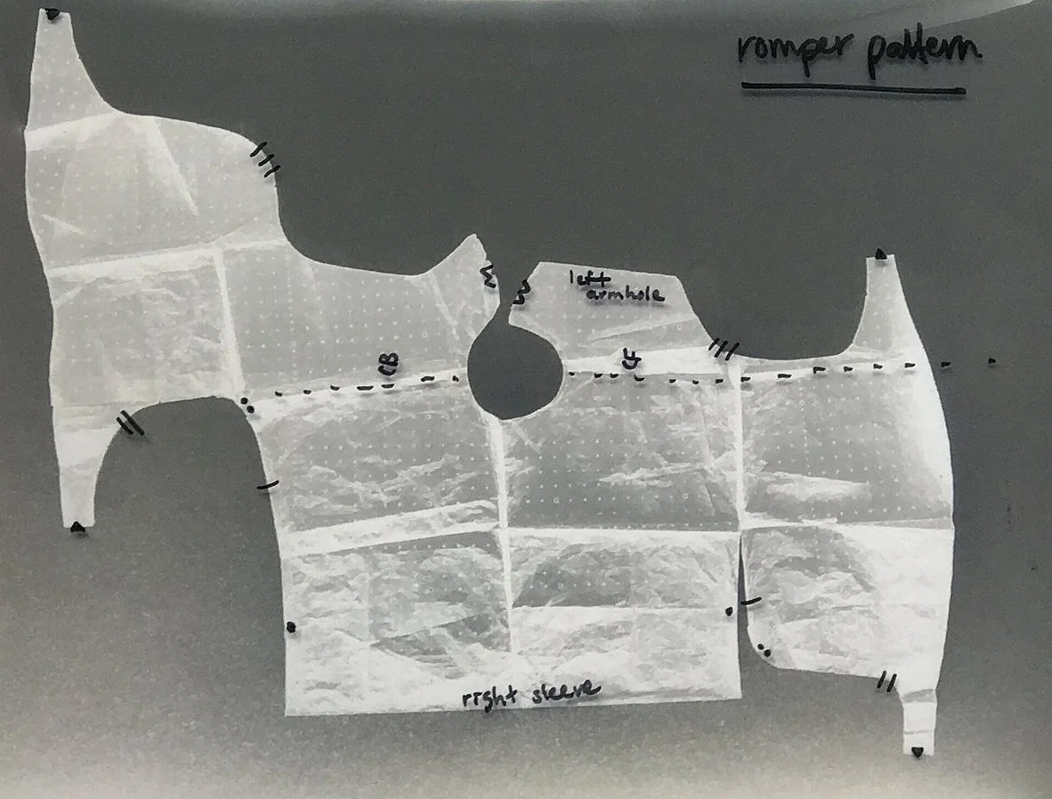 romper flat pattern + assembly key